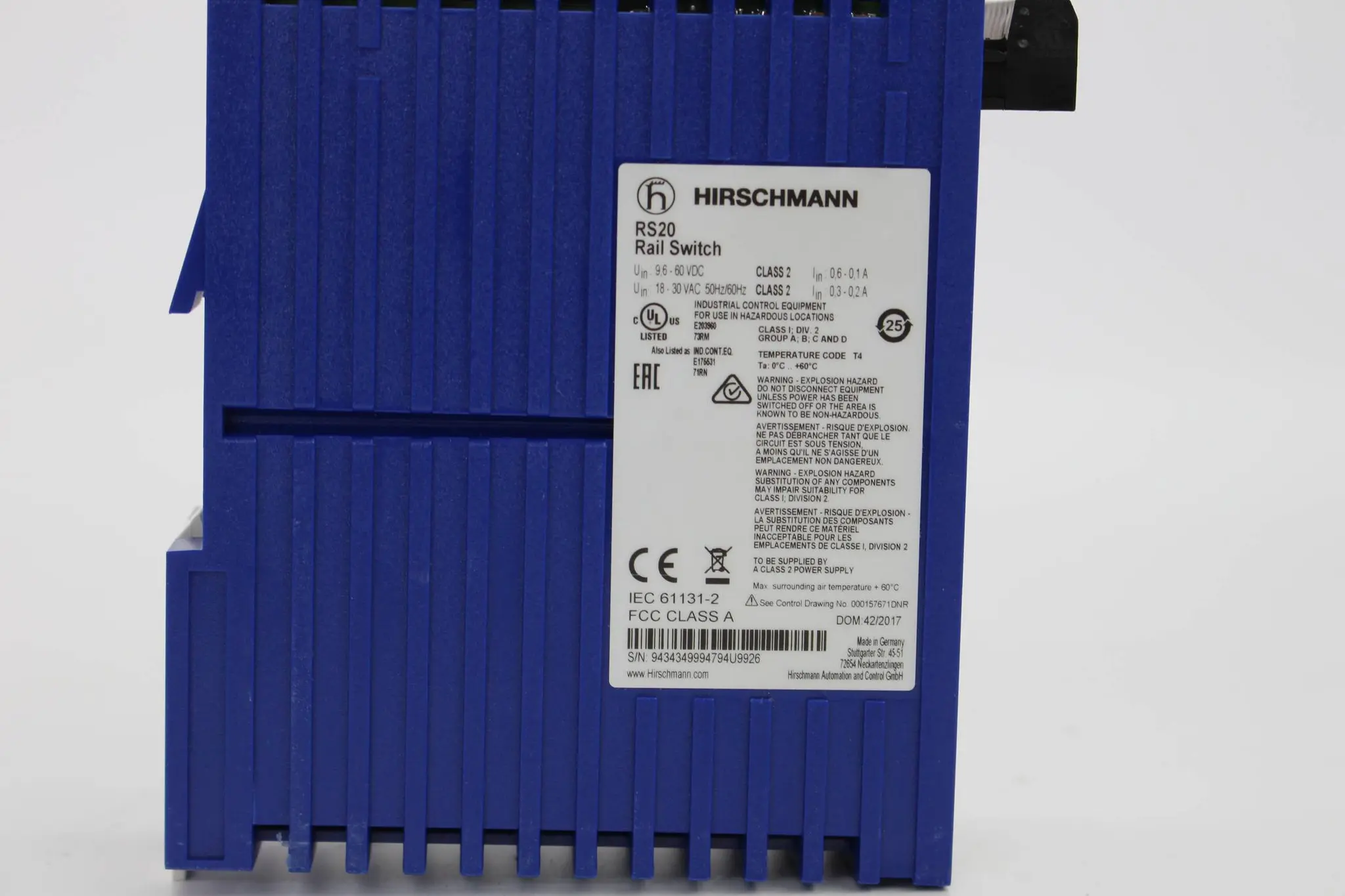 Produktfoto 1 von Hirschmann RS20 Rail Switch ( RS20-0400T1T1SDAEPH09.0.10 )