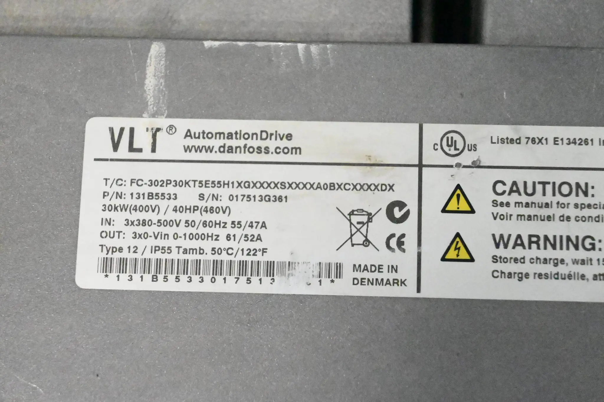 Produktfoto 1 von Danfoss VLT Drive FC-302P30KT5E55H1XGXXXXSXXXXA0BXCXXXXDX ( 131B5533 )