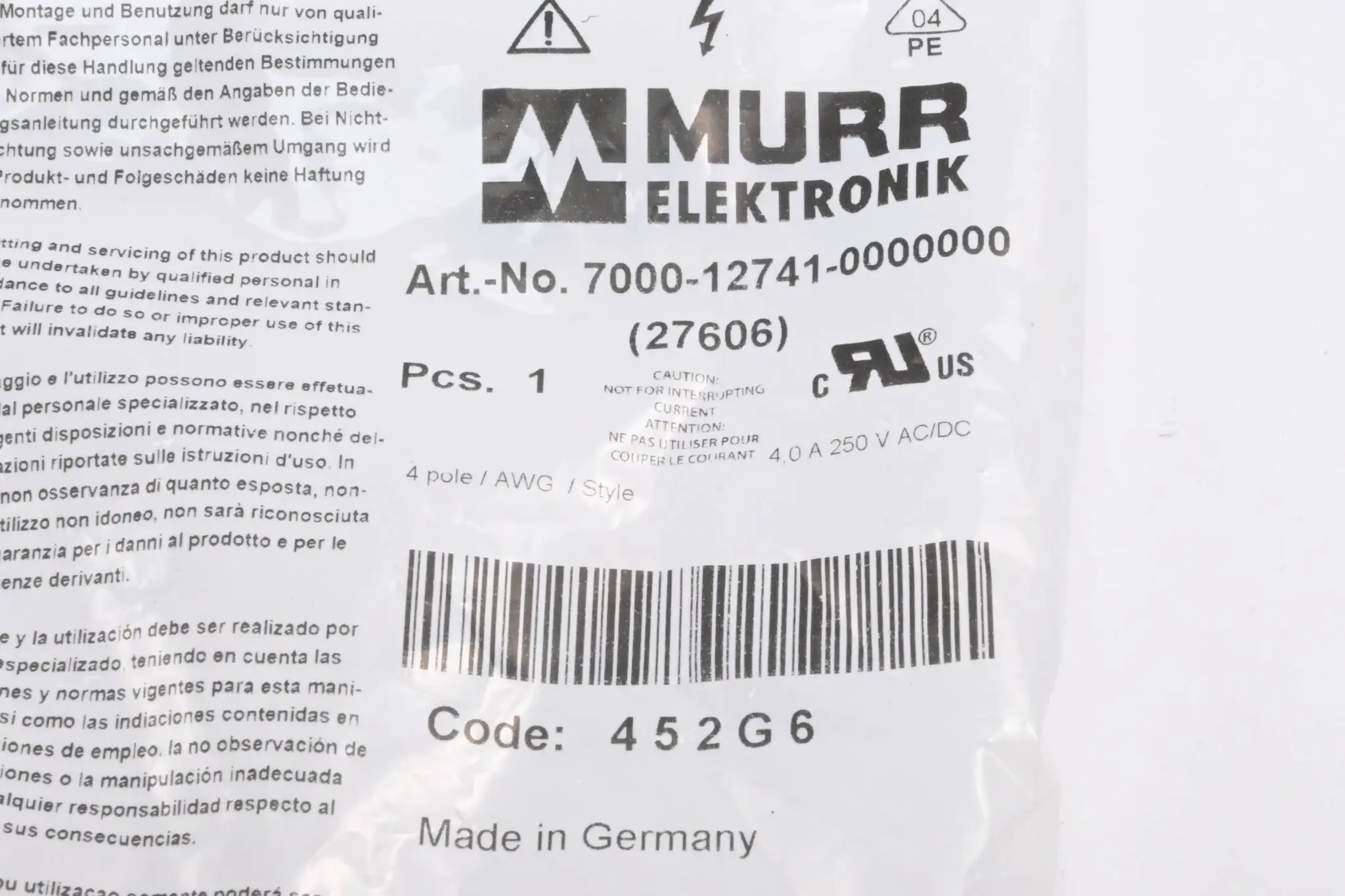 Produktfoto 1 von Murr Elektronik Schraubklemmanschluss 7000-12741-0000000