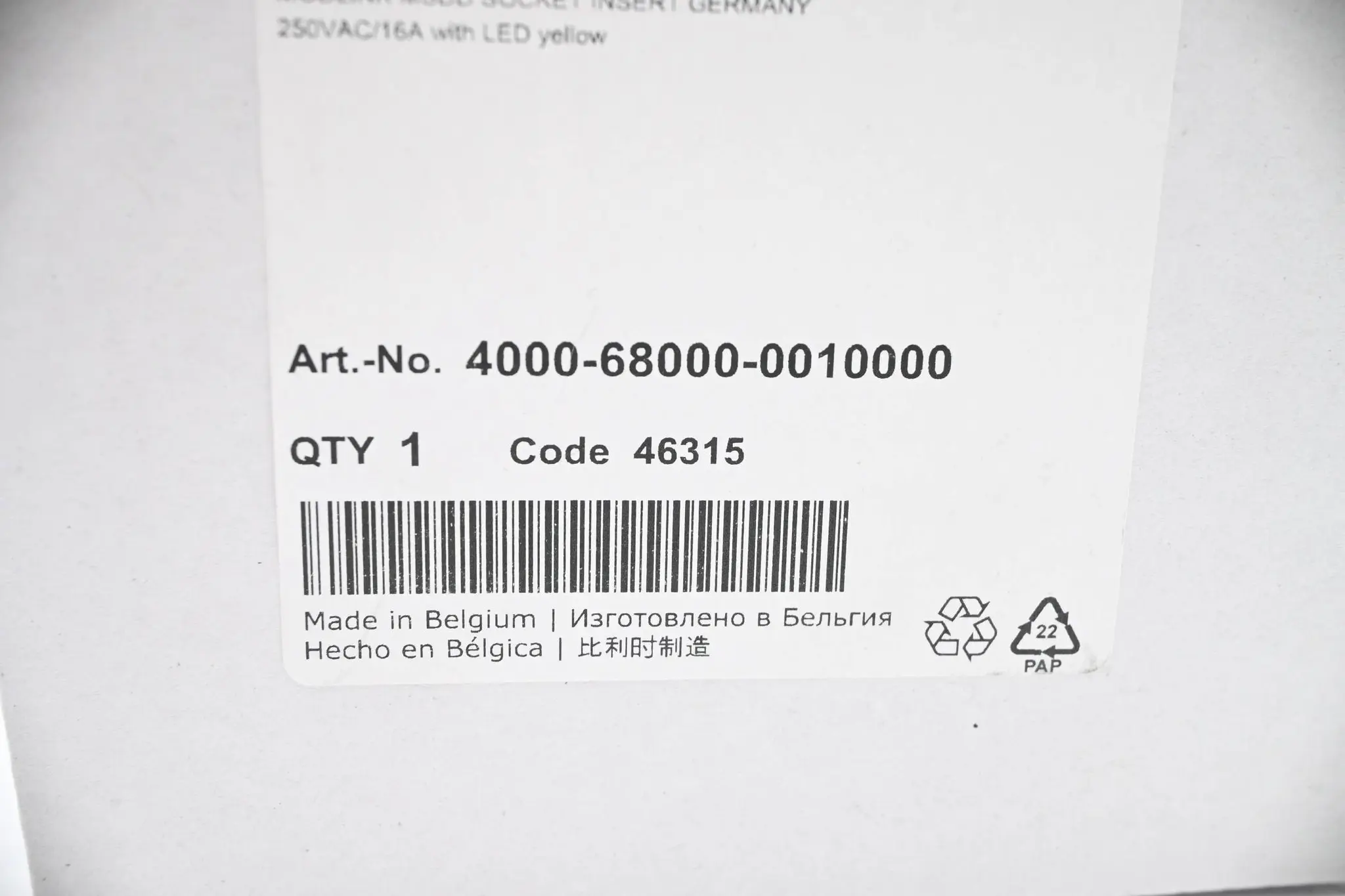Produktfoto 1 von MURR Elektronik Steckdoseneinsatz 4000-68000-0010000