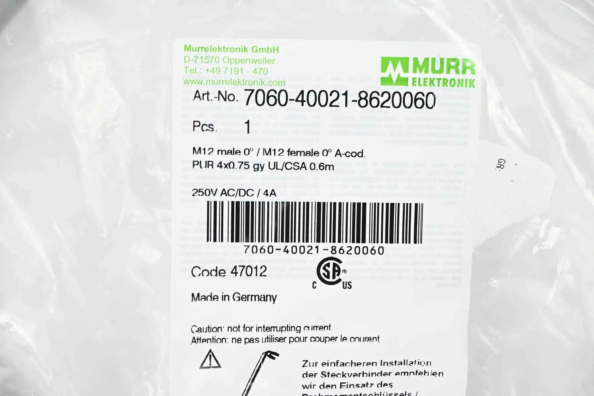 Produktfoto 1 von Murr Elektronik Steckverbinder 7060-40021-8620060