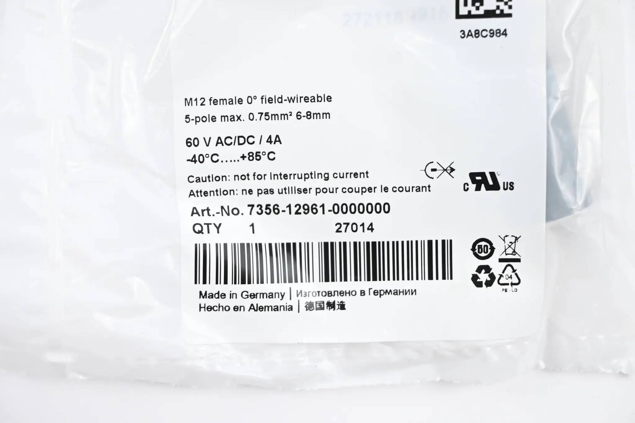 Produktfoto 1 von Murr Elektronik M12-Steckverbinder ( 7356-12961-0000000 )