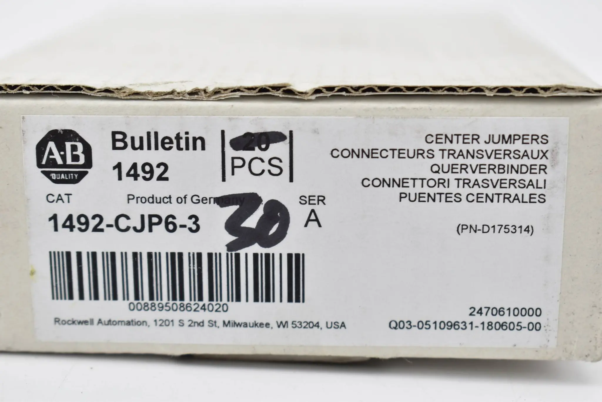 Produktfoto 1 von Allen-Bradley Querverbinder 1492-CJP6-3 30 Stück