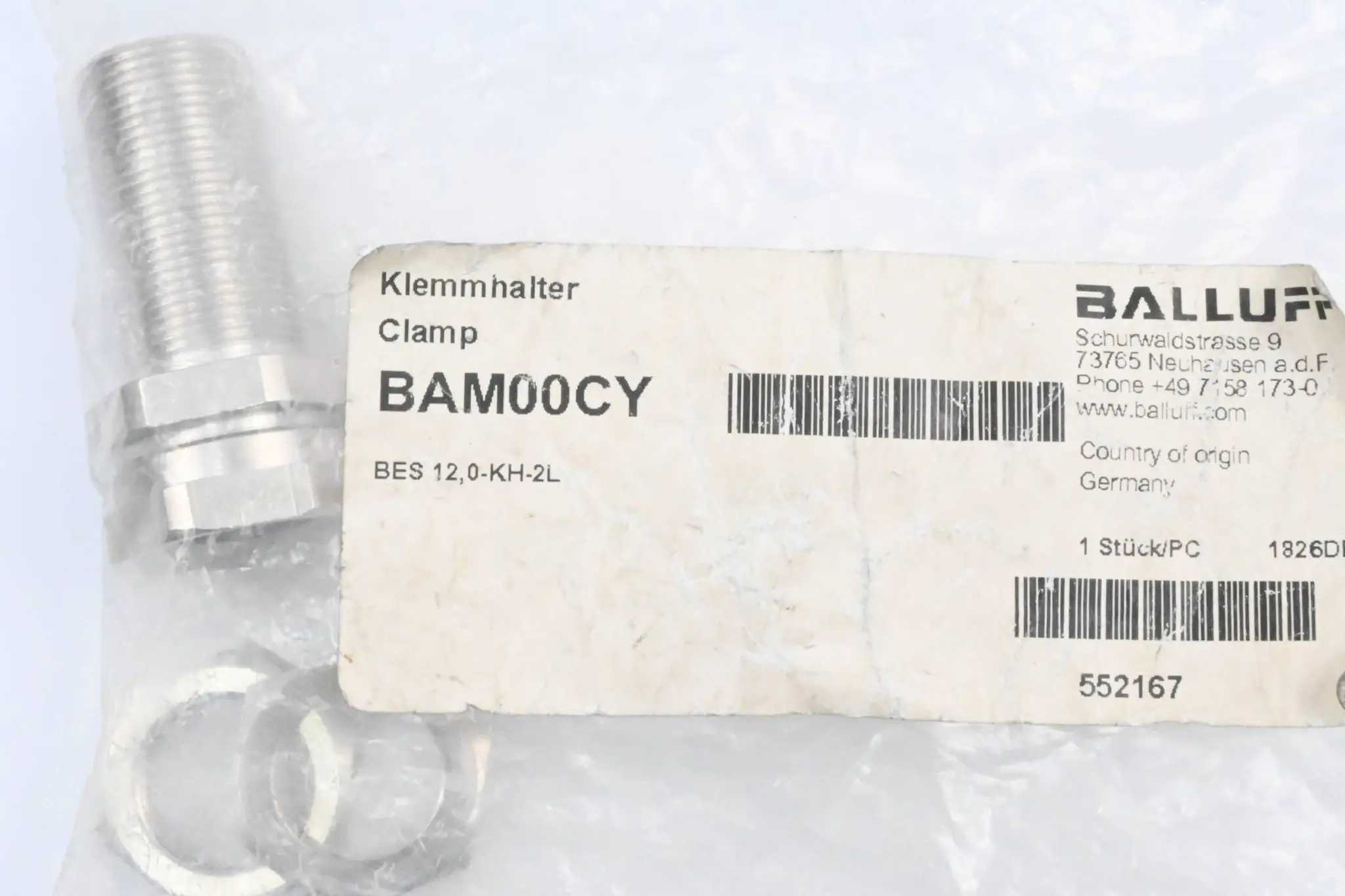 Produktfoto 1 von Balluff Klemmhalter mit Festanschlag BES 12,0-KH-2L ( BAM00CY )