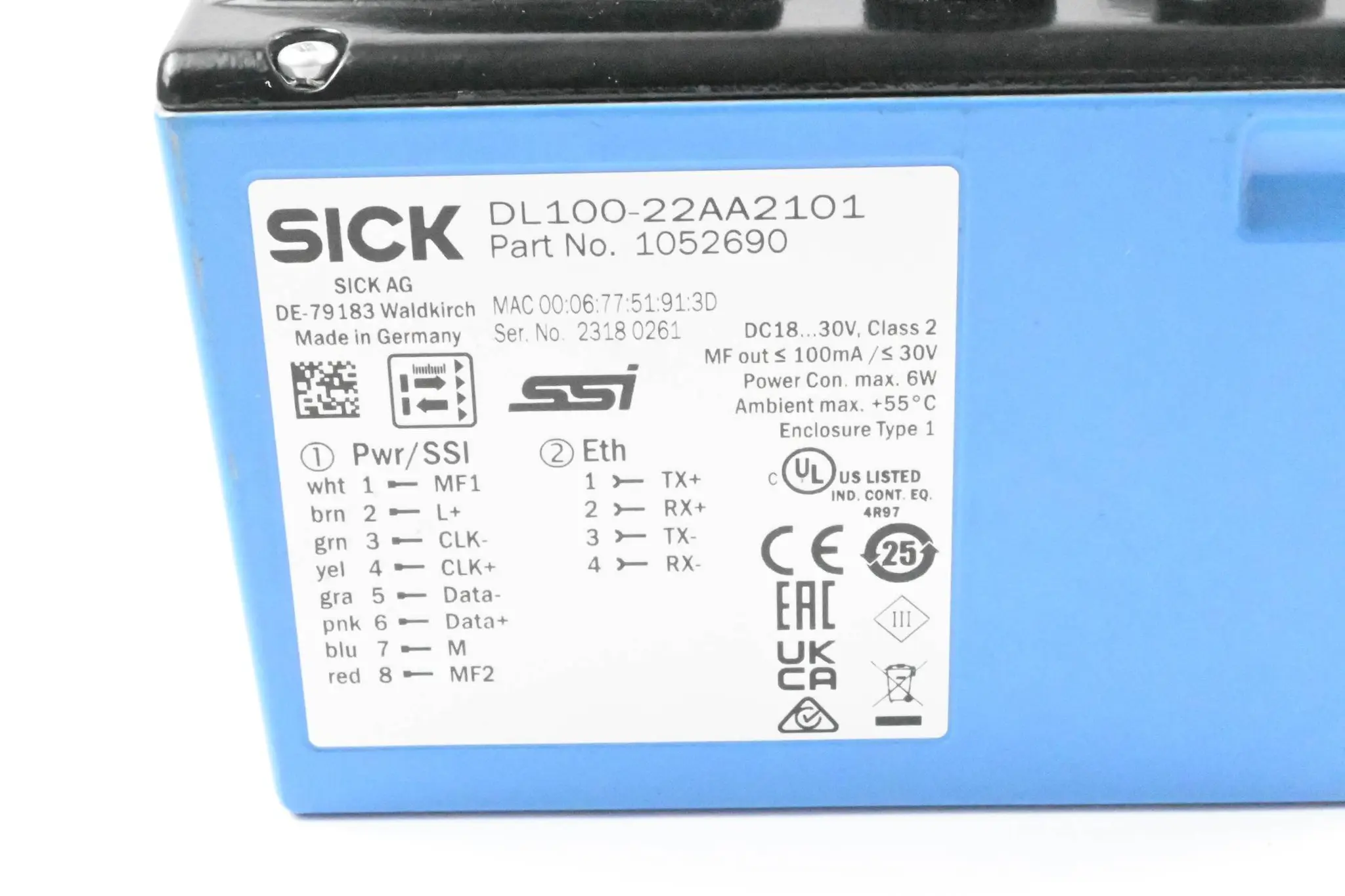 Produktfoto 1 von Sick Laser-Distanzsensor DL100-22AA2101 ( 1052690 )
