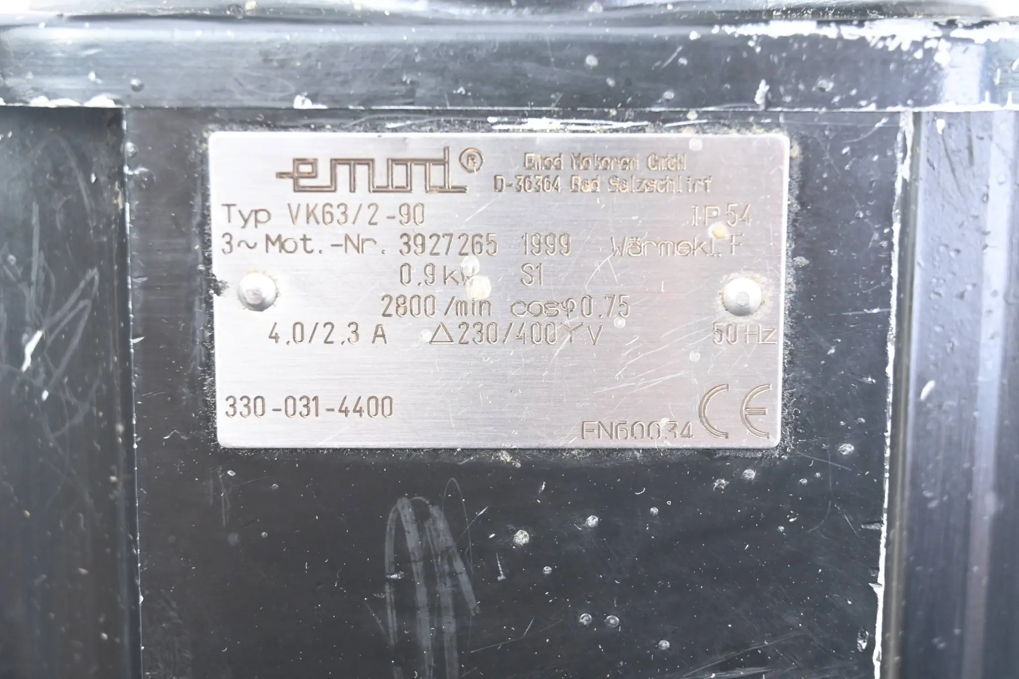 Produktfoto 1 von Emod 3~ Motor VK63/2-90 ( 0.9kW 4.0/2.3A 2800/min )