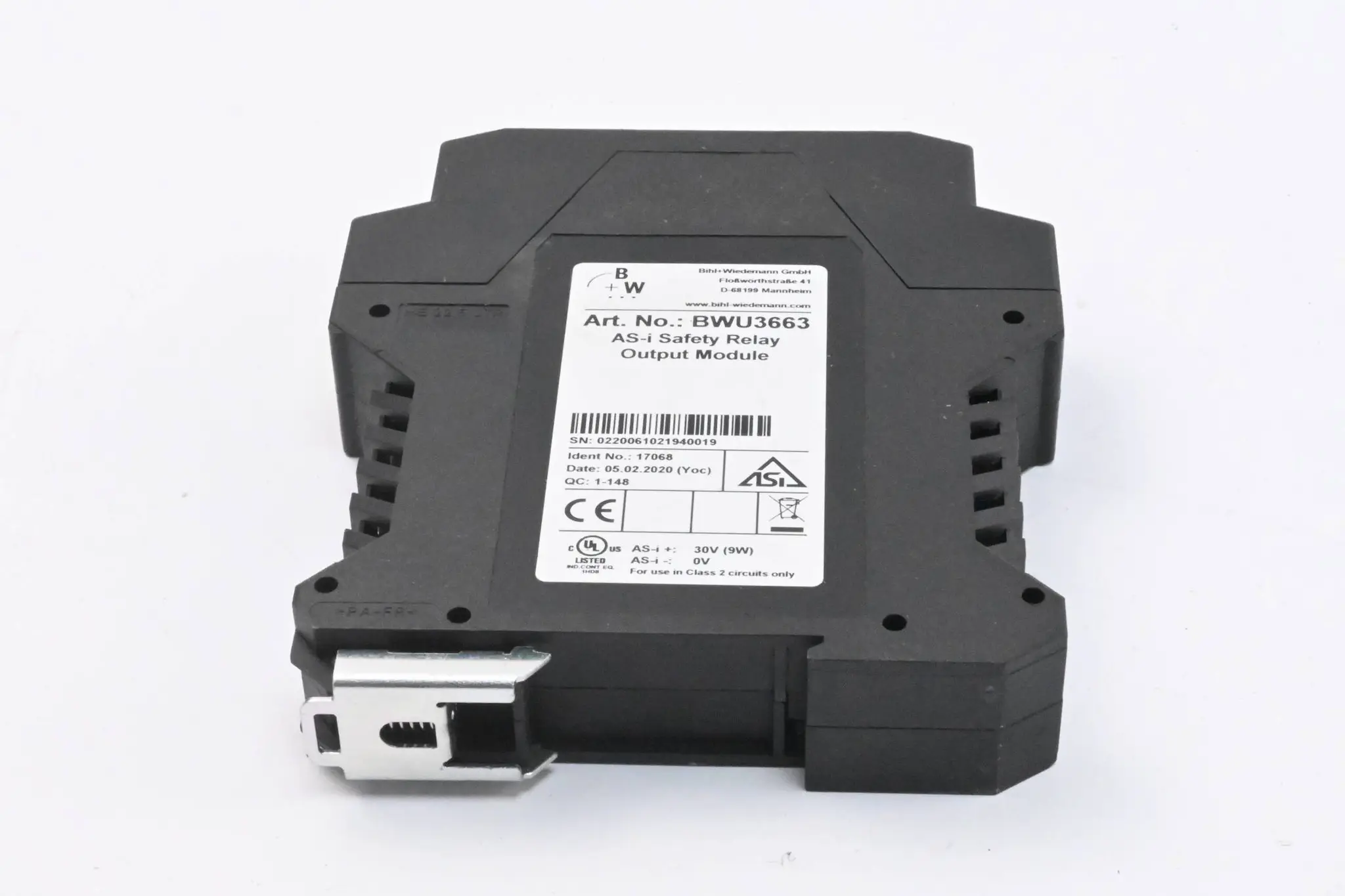 Produktfoto 1 von Bihl + Wiedemann AS-i Safety Relay Output Modul BWU3663