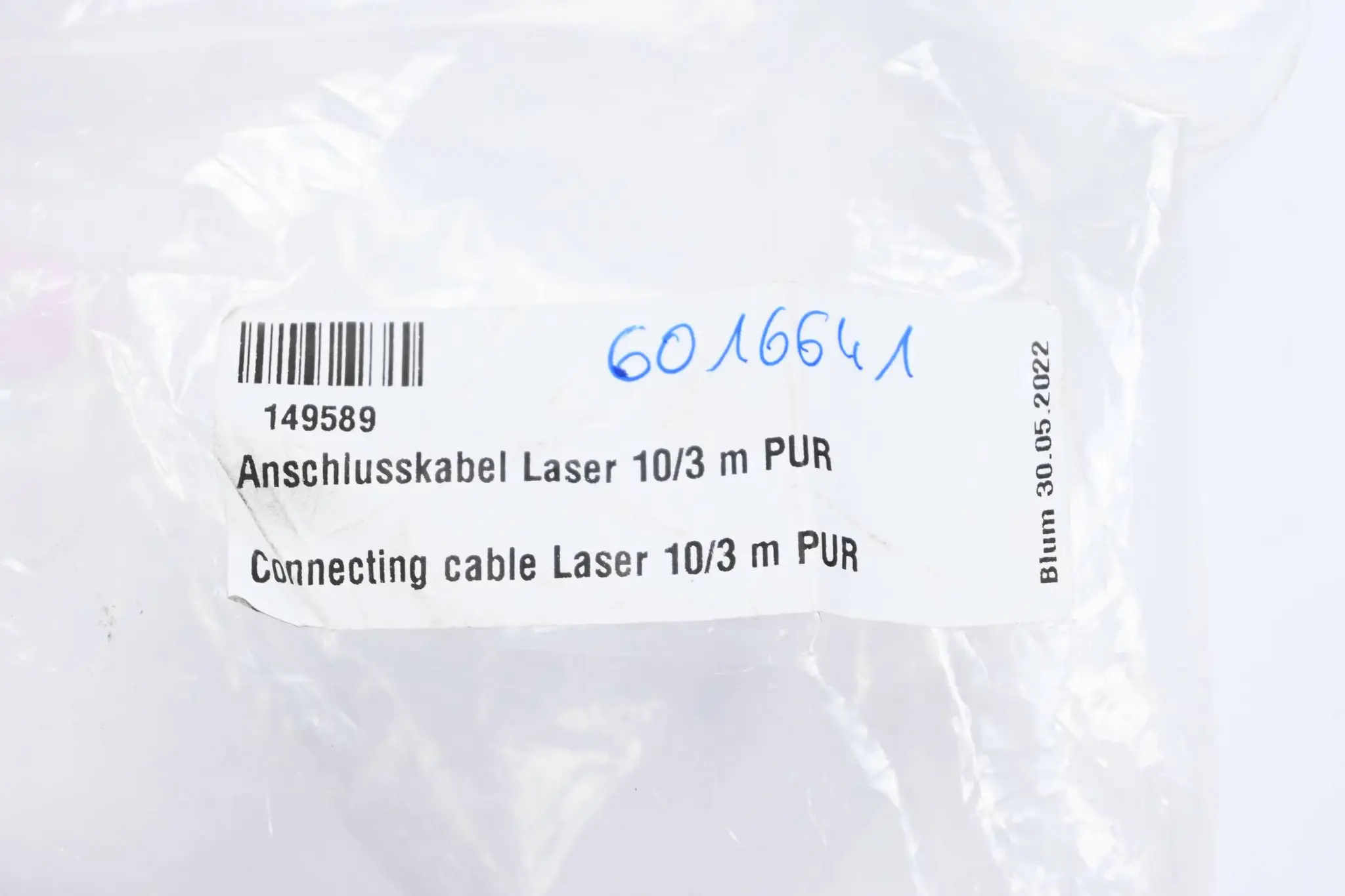 Produktfoto 1 von Blum Anschlusskabel Laser 10/3m PUR ( 149589 ) inkl. Zubehörsatz Schirmklammer