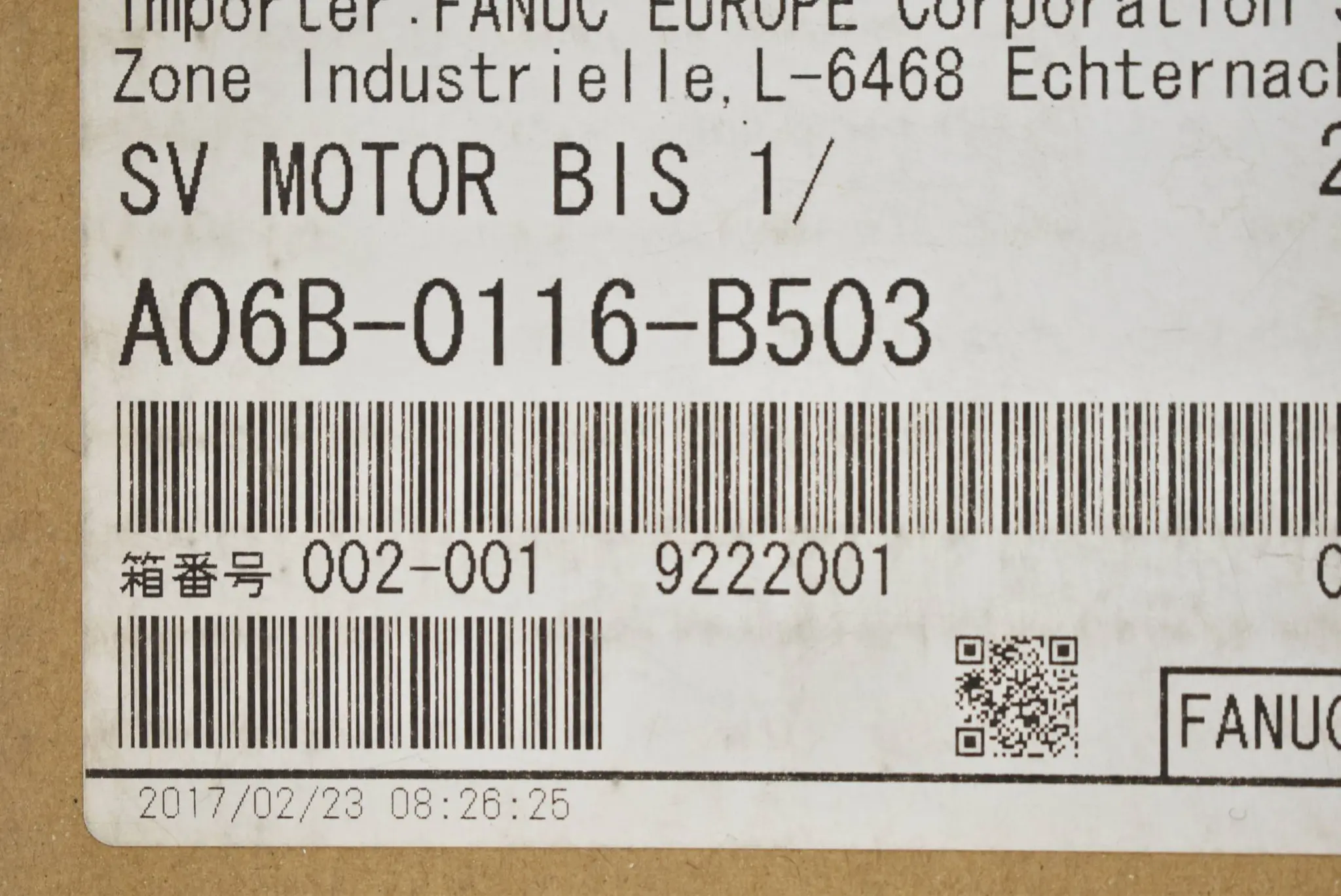 Produktfoto 1 von Fanuc Servomotor A06B-0116-B503 ( A06B0116B503 )