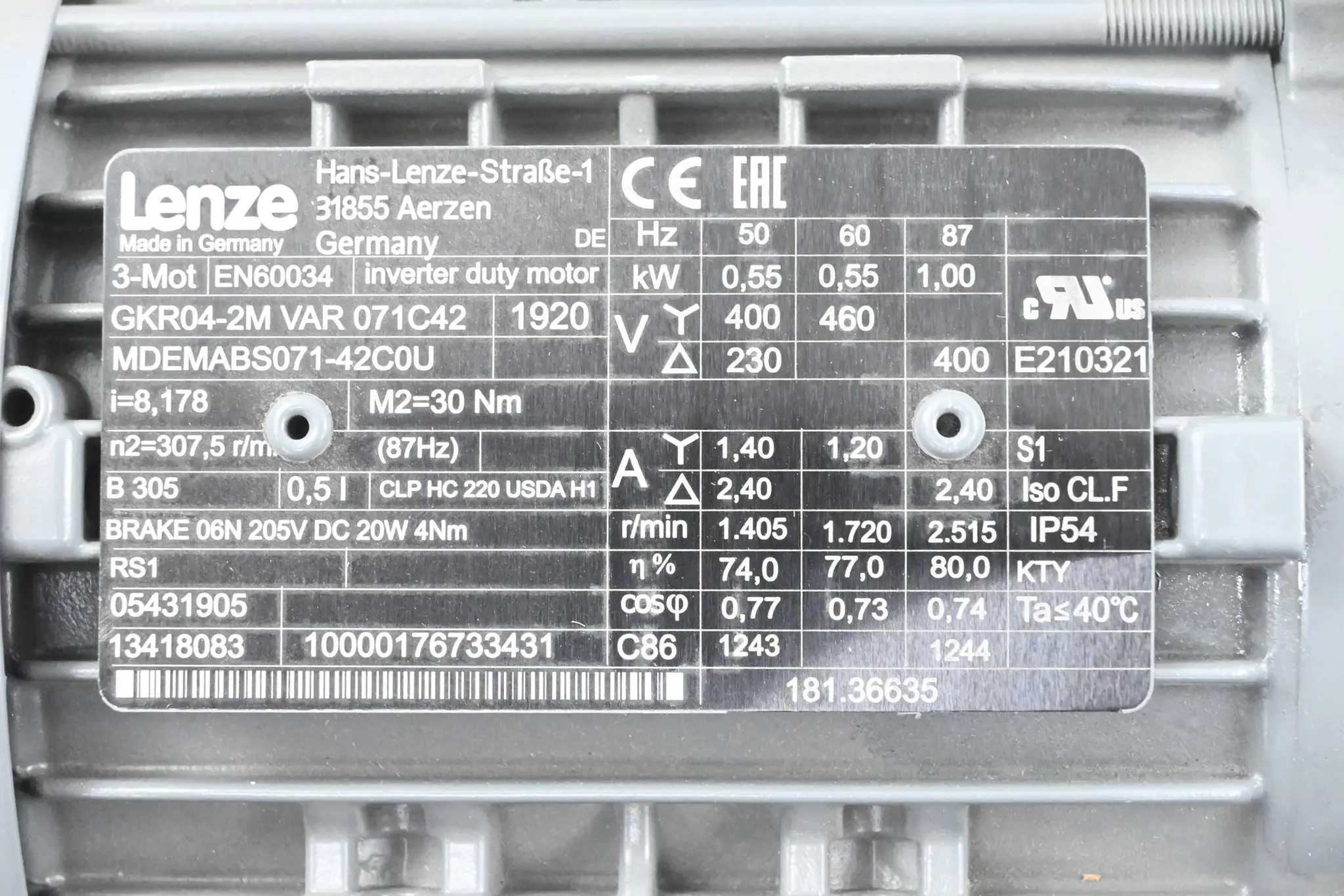 Produktfoto 1 von Lenze Getriebemotor GKR04-2M VAR 071C42 ( MDEMABS071-42C0U )