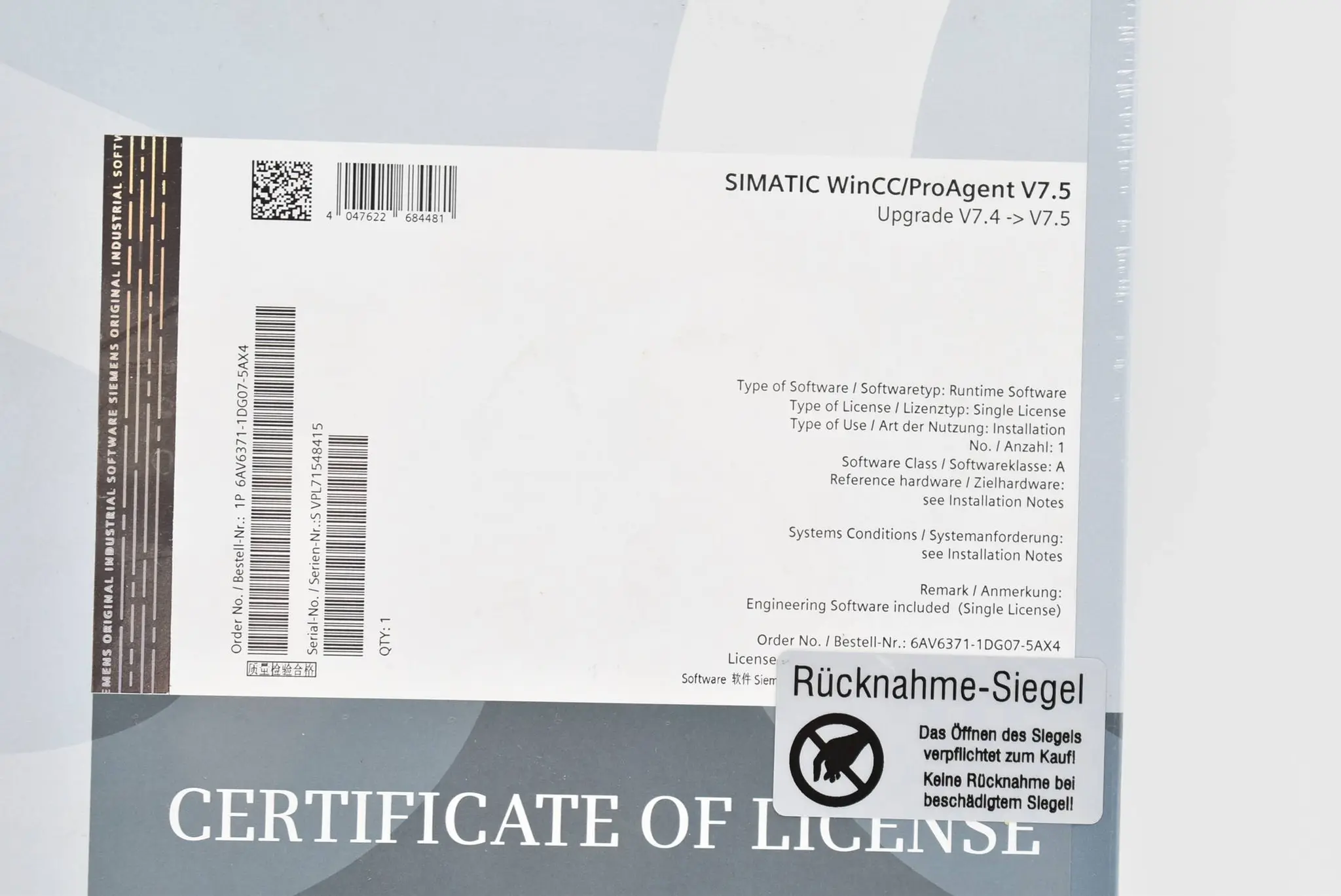 Produktfoto 1 von SIMATIC WinCC ProAgent V7.4 ... V7.5