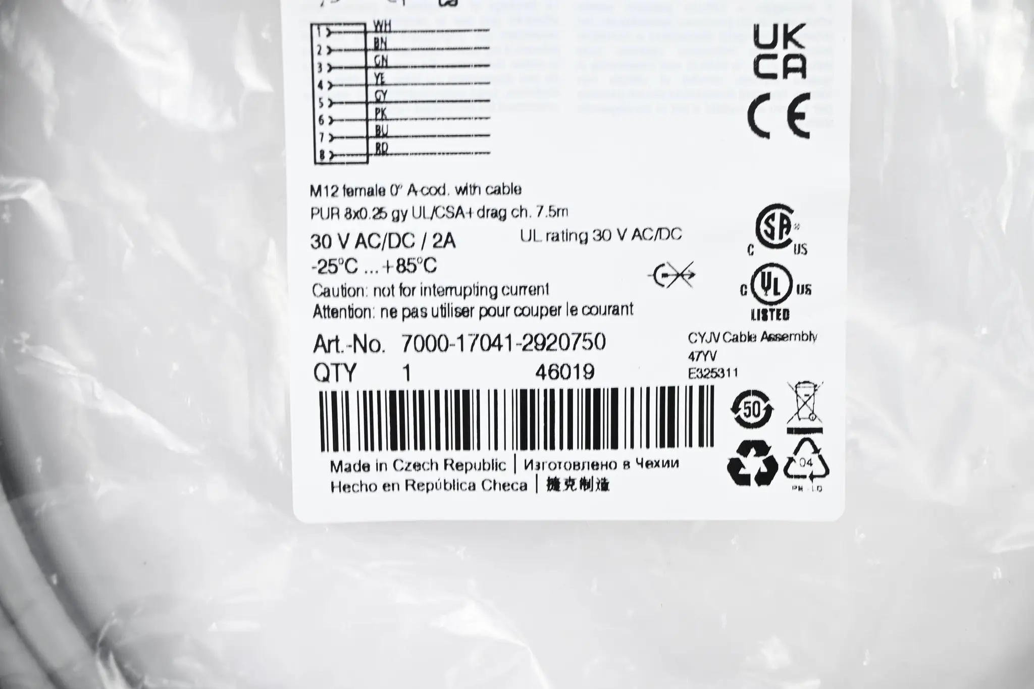 Produktfoto 1 von Murr Elektronik M12-Sensor-/Aktorleitung 7000-17041-2920750 ( 7,5m )
