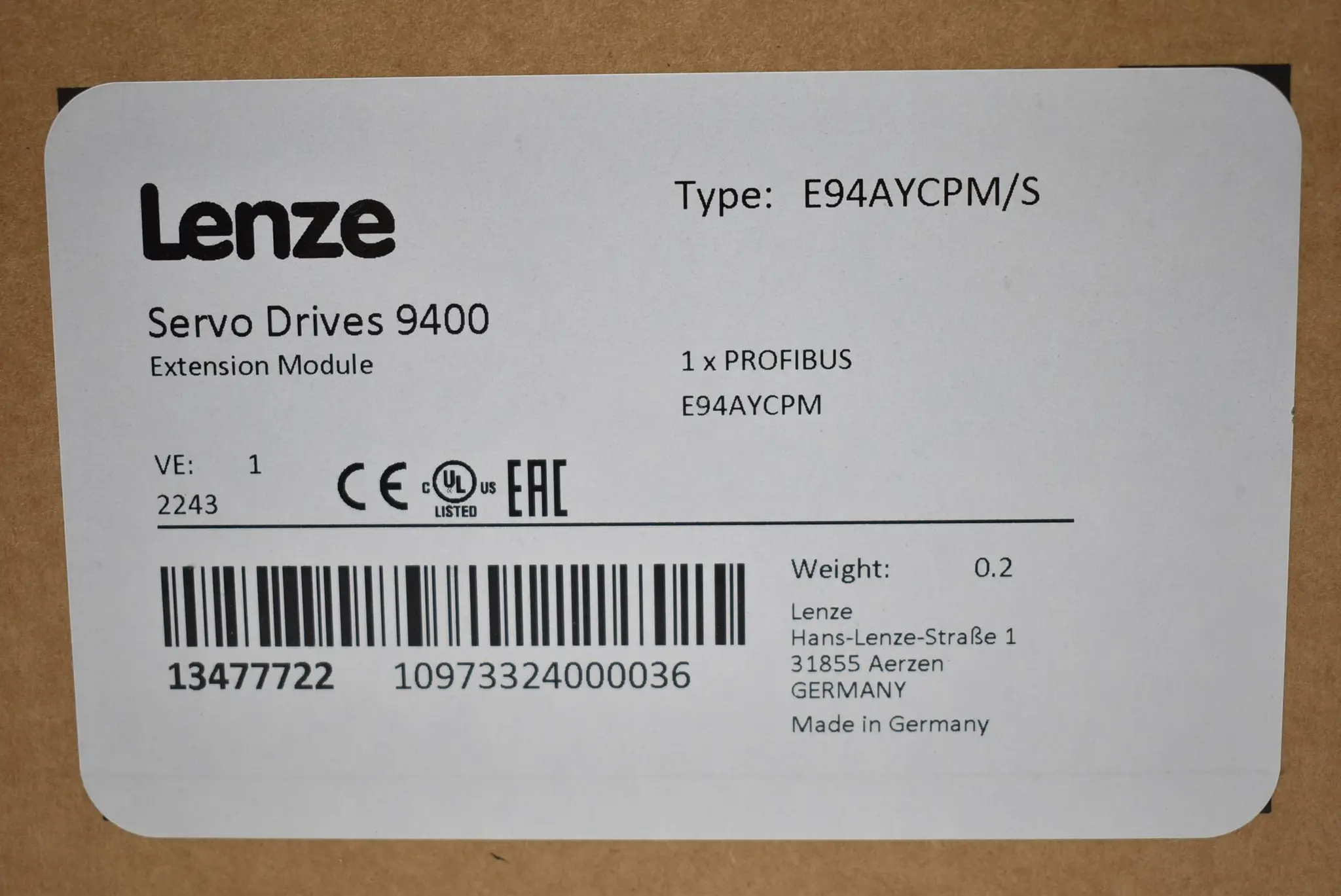 Produktfoto 1 von Lenze Servo Drives 9400 Extension Module E94AYCPM/S