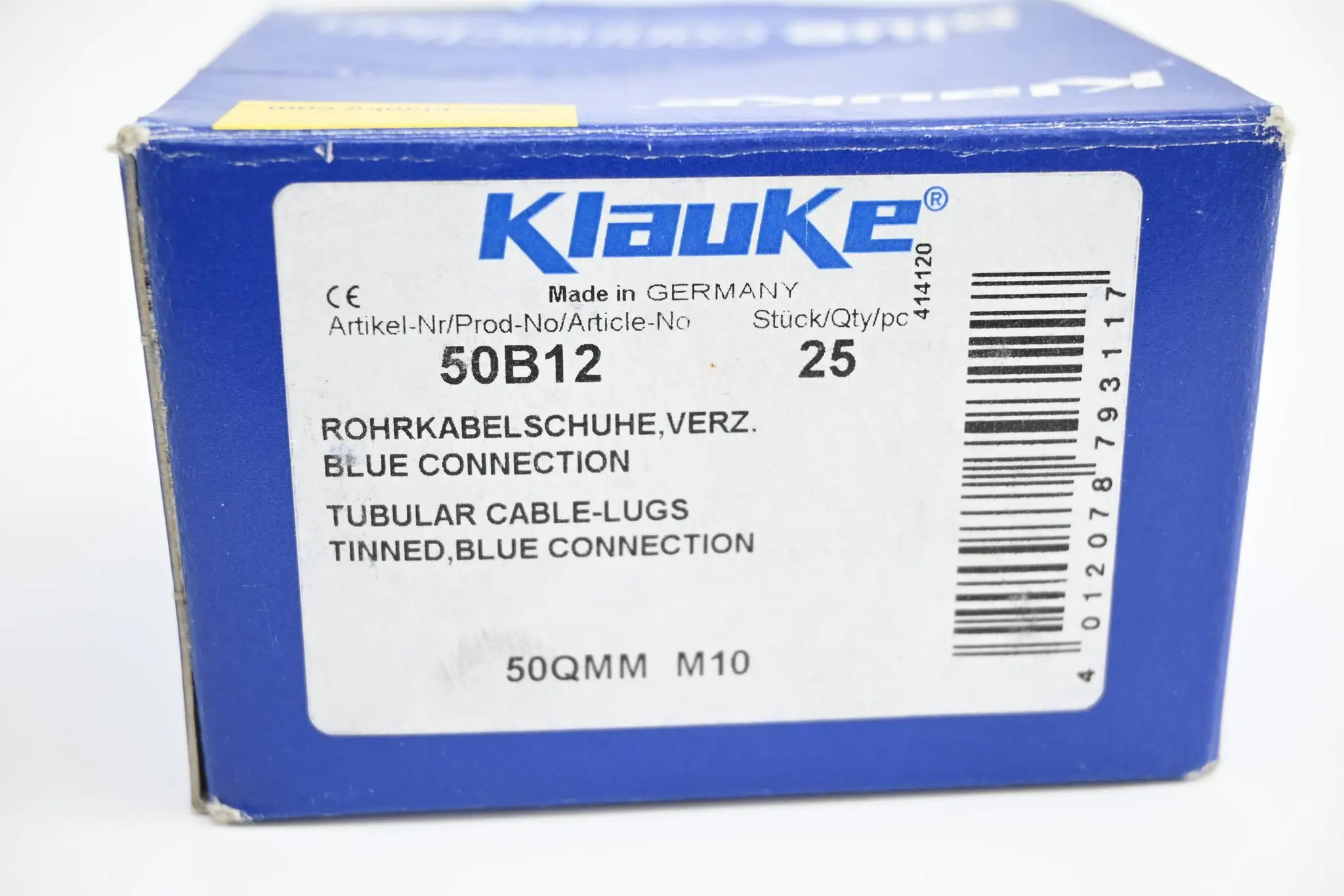 Produktfoto 1 von Klauke 25 Stück Rohrkabelschuh verzinkt 50QMM M10 ( 50B12 )