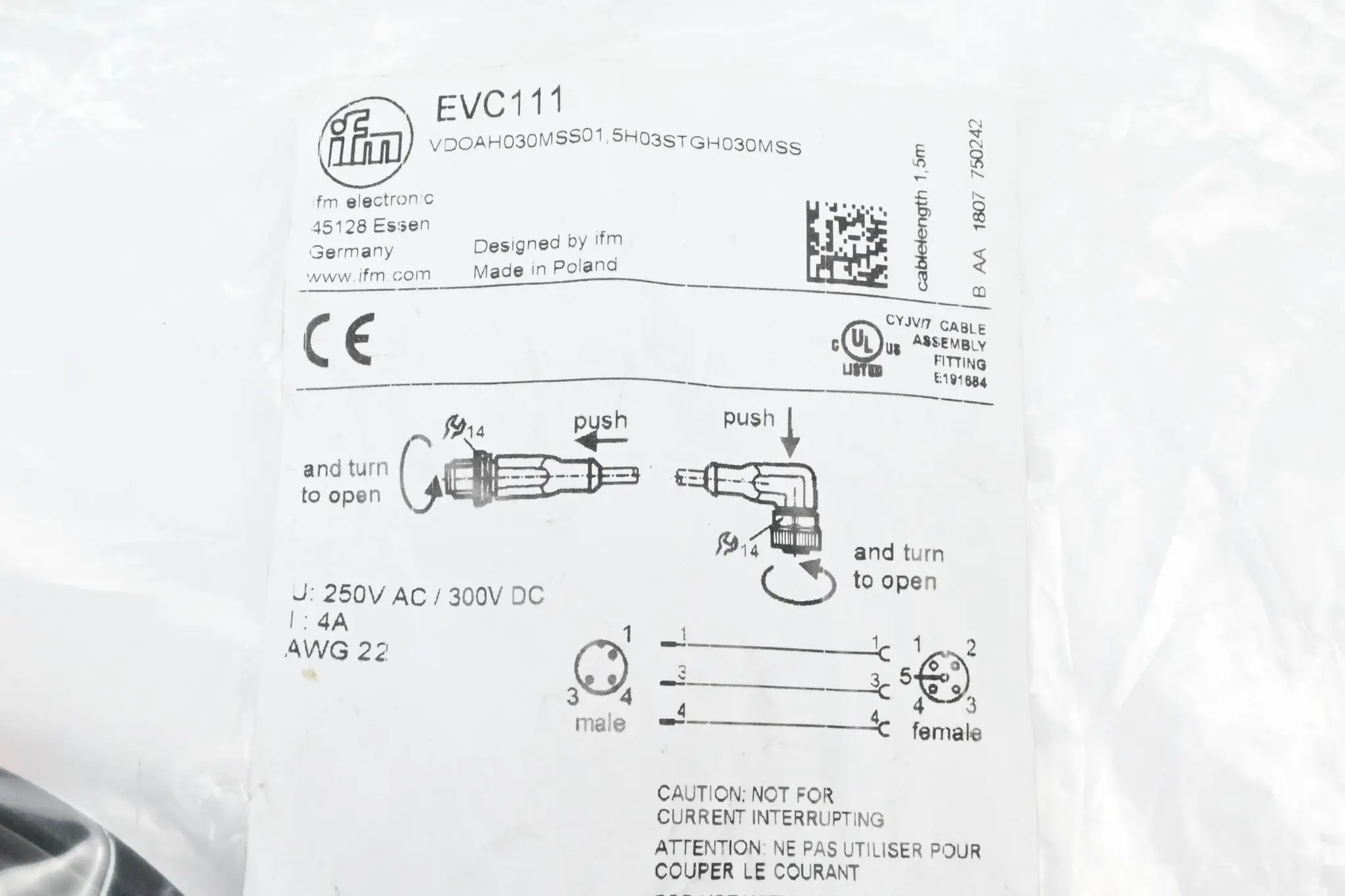 Produktfoto 1 von Ifm Verbindungskabel EVC111