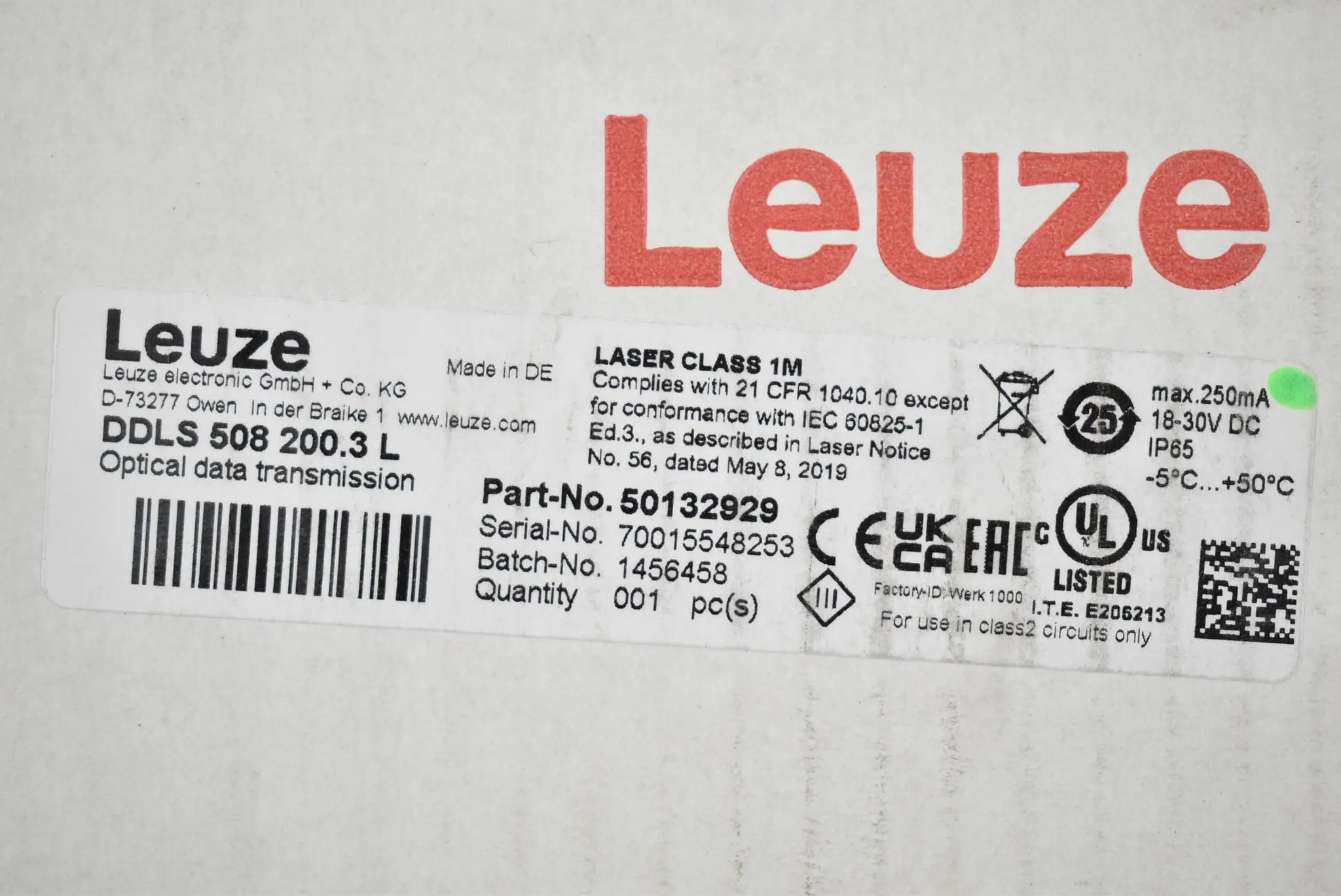 Produktfoto 1 von Leuze Electronic Optische Datenübertragung DDLS 508 200.3 L ( 50132929 )