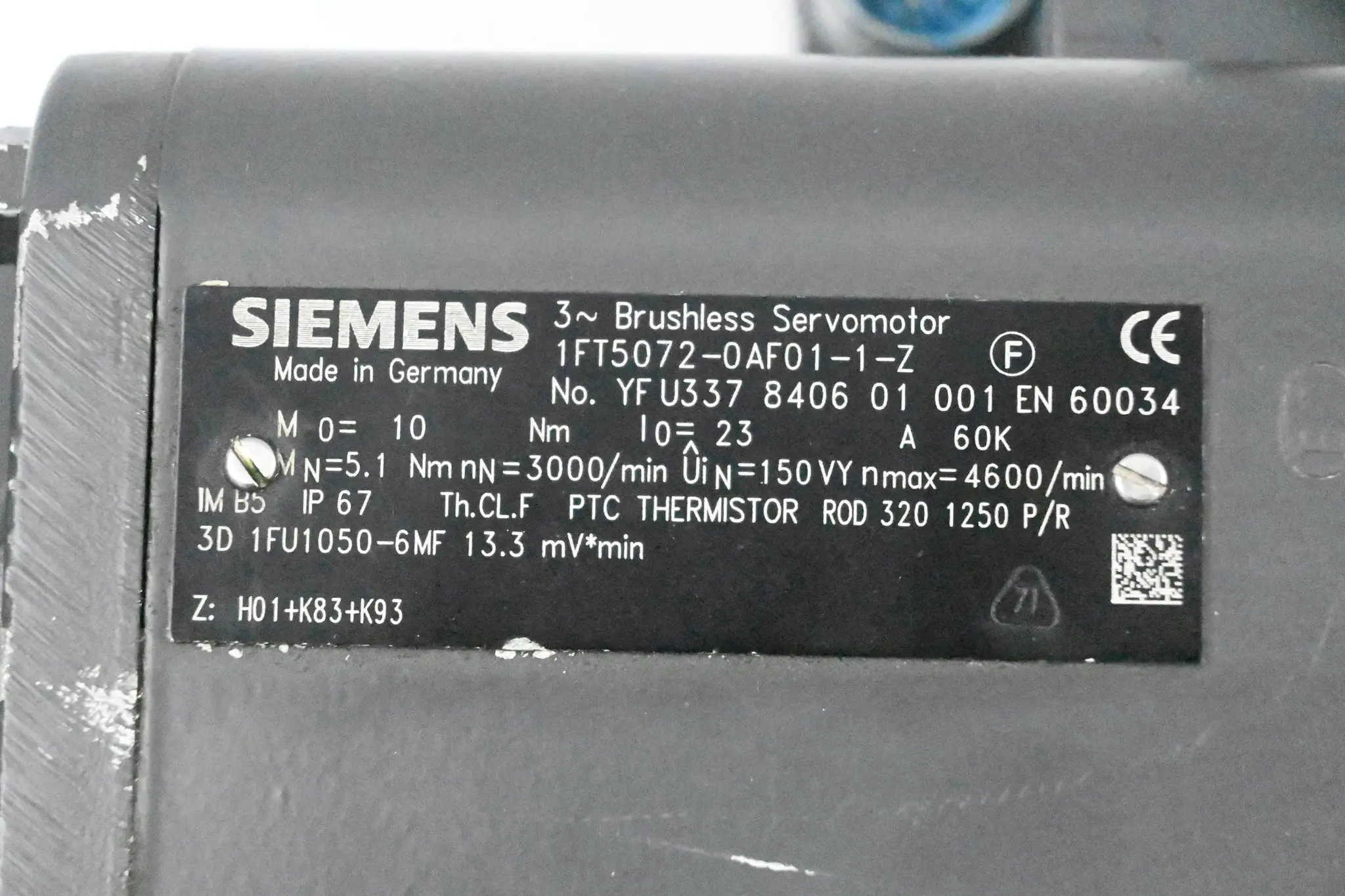 Produktfoto 1 von Siemens Servomotor 1FT5072-0AF01-1-Z ( 1FT5 072-0AF01-1-Z ) Z= H01 + K83 + K93