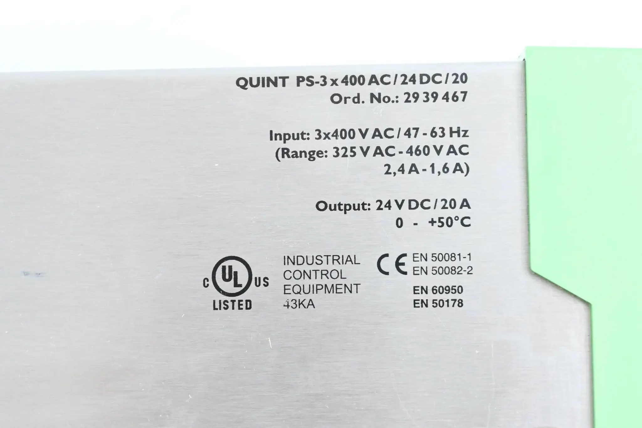 Produktfoto 1 von Phoenix Power Supply Quint-PS-3x400AC/24DC/20 ( 2939467 )