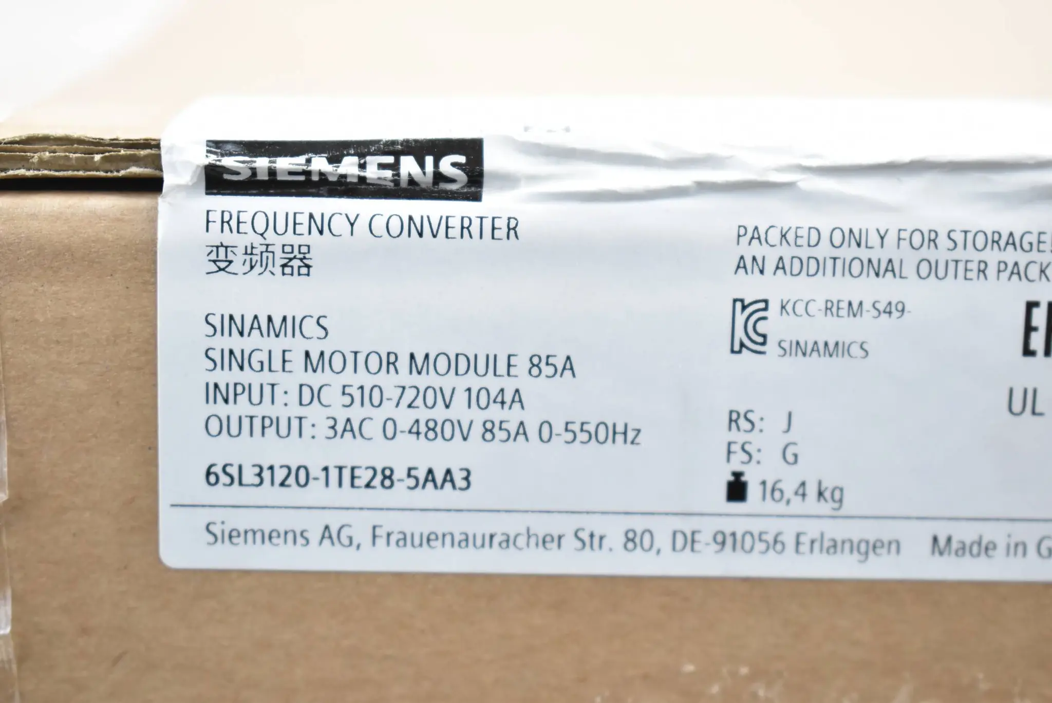 Produktfoto 1 von Siemens sinamics 6SL3120-1TE28-5AA3 6SL3 120-1TE28-5AA3 E.G