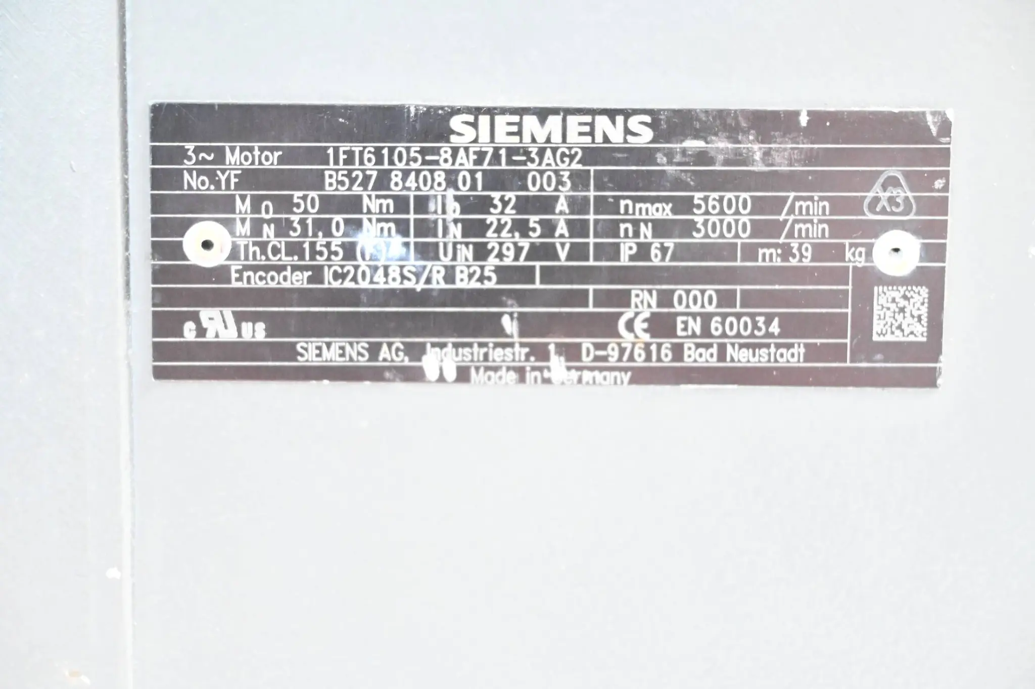 Produktfoto 1 von Siemens Drehstrom Servomotor 1FT6105-8AF71-3AG2 ( 1FT6 105-8AF71-3AG2 )