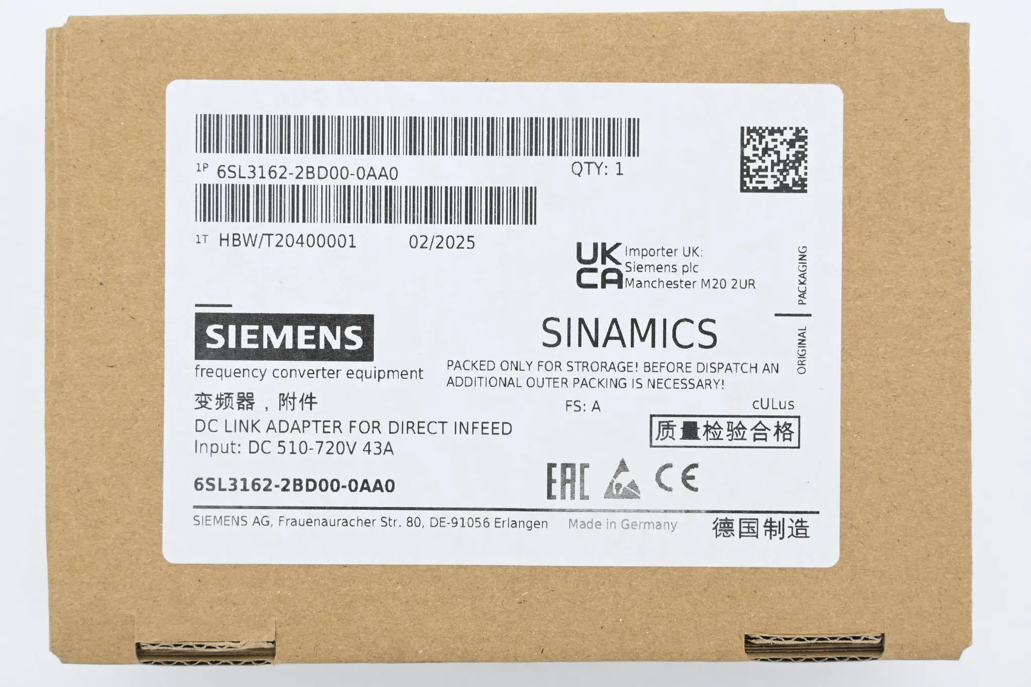 Produktfoto 1 von Siemens Sinamics 6SL3162-2BD00-0AA0 ( 6SL3 162-2BD00-0AA0 )