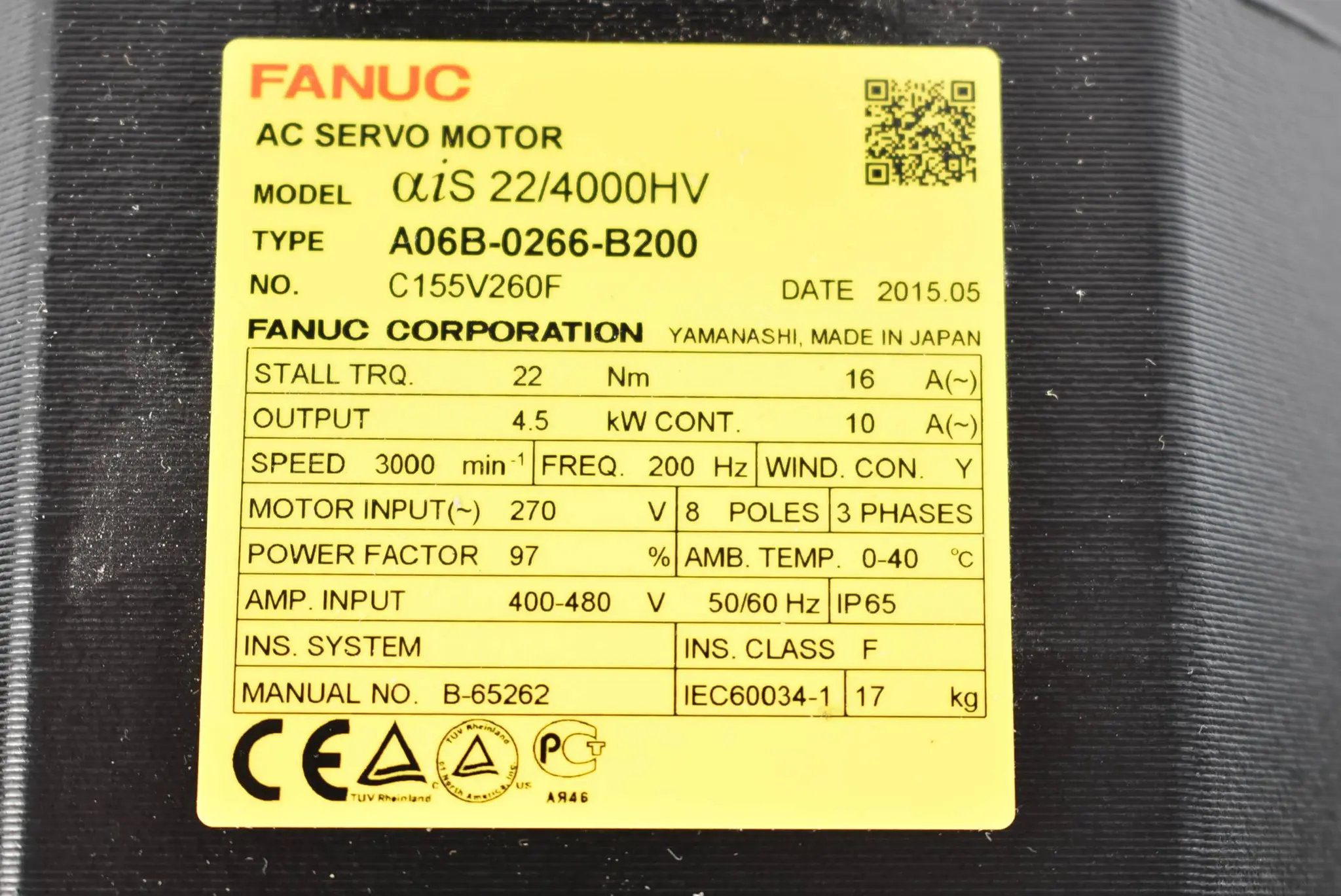 Produktfoto 1 von Fanuc Servomotor A06B-0266-B200 ( A06B0266B200 )