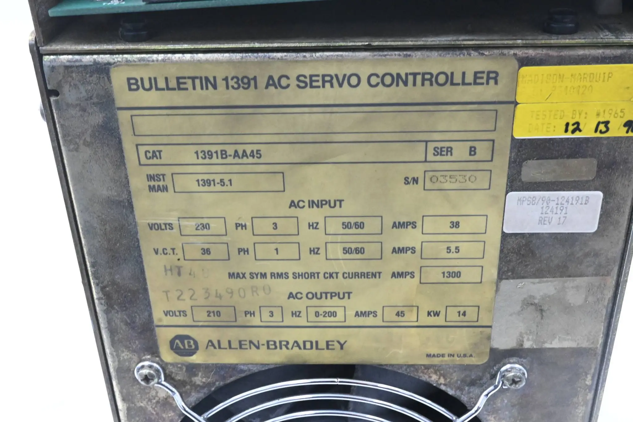 Produktfoto 1 von Allen-Bradley Bulletin 1391 AC Servo Controller 1391B-AA45