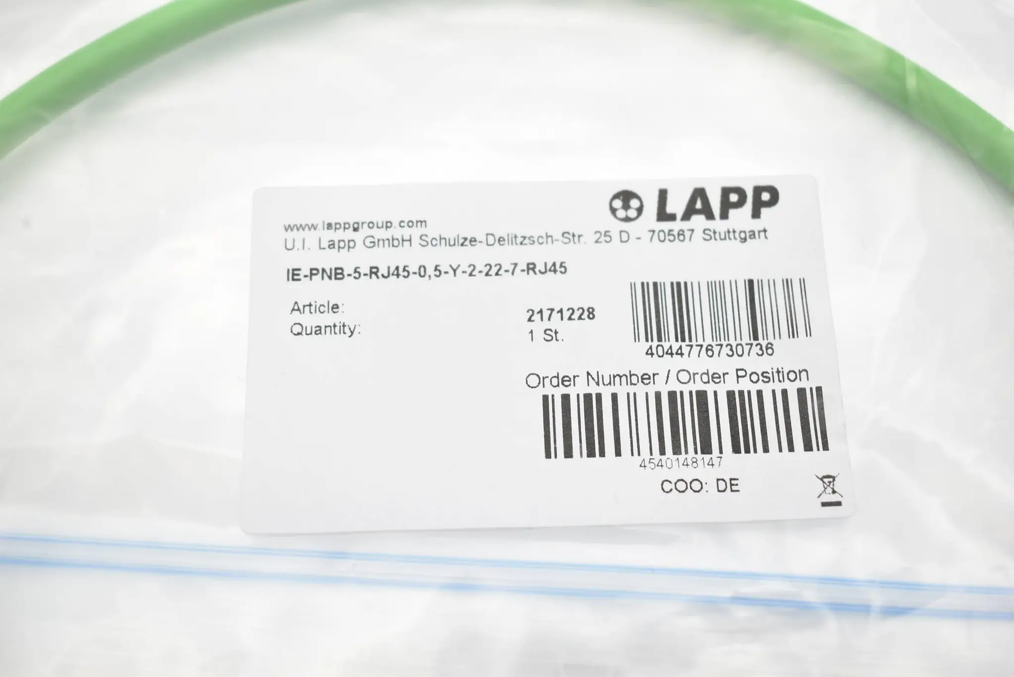 Produktfoto 1 von Lapp Group IE-PNB-5-RJ45-0,5-Y-2-22-7-RJ45 ( 2171228 )