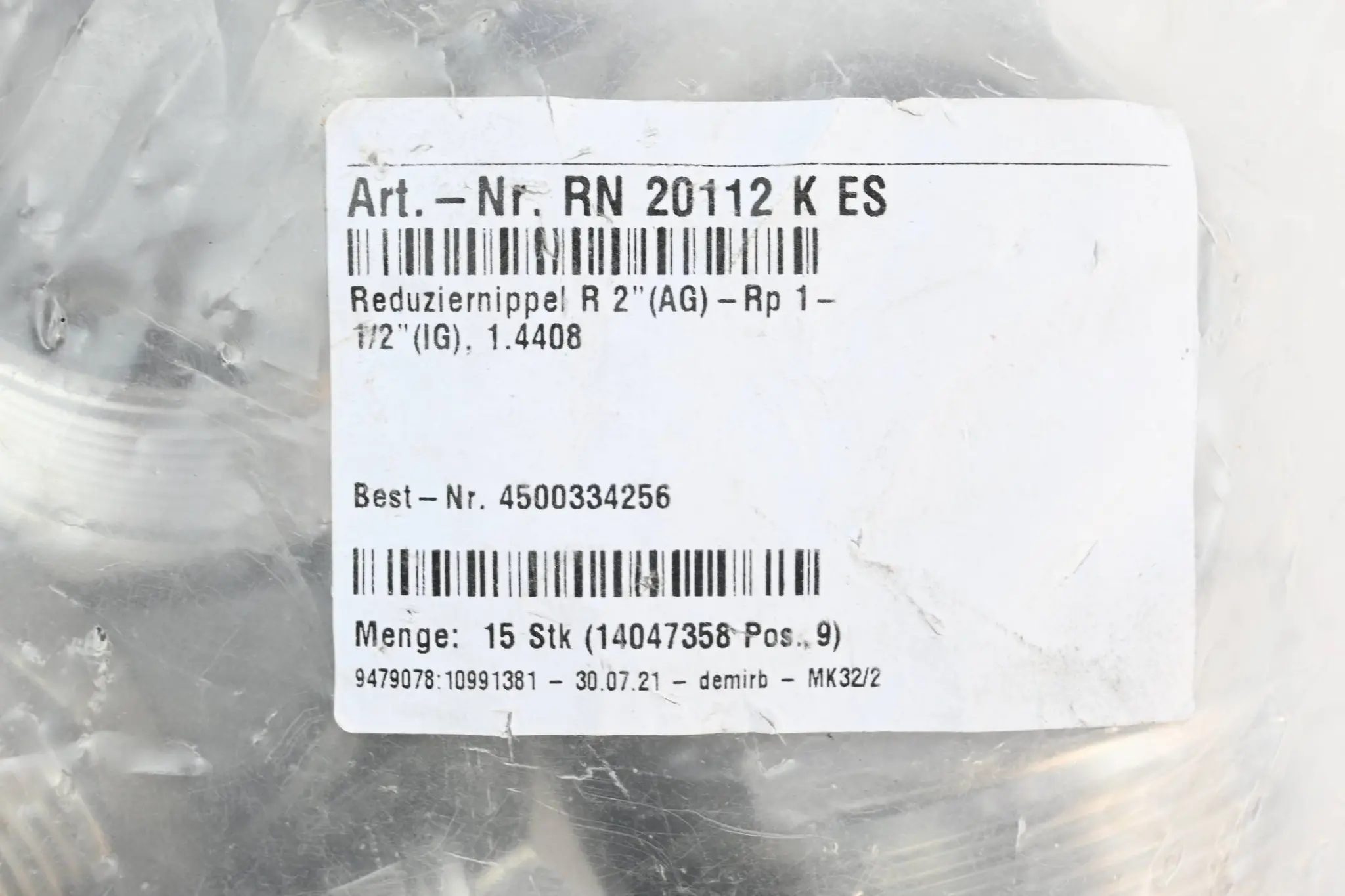 Produktfoto 1 von 15 Stück Reduziernippel R2"(AG)-Rp 1-1/2"(IG) RN 20112 K ES ( RN20112KES )