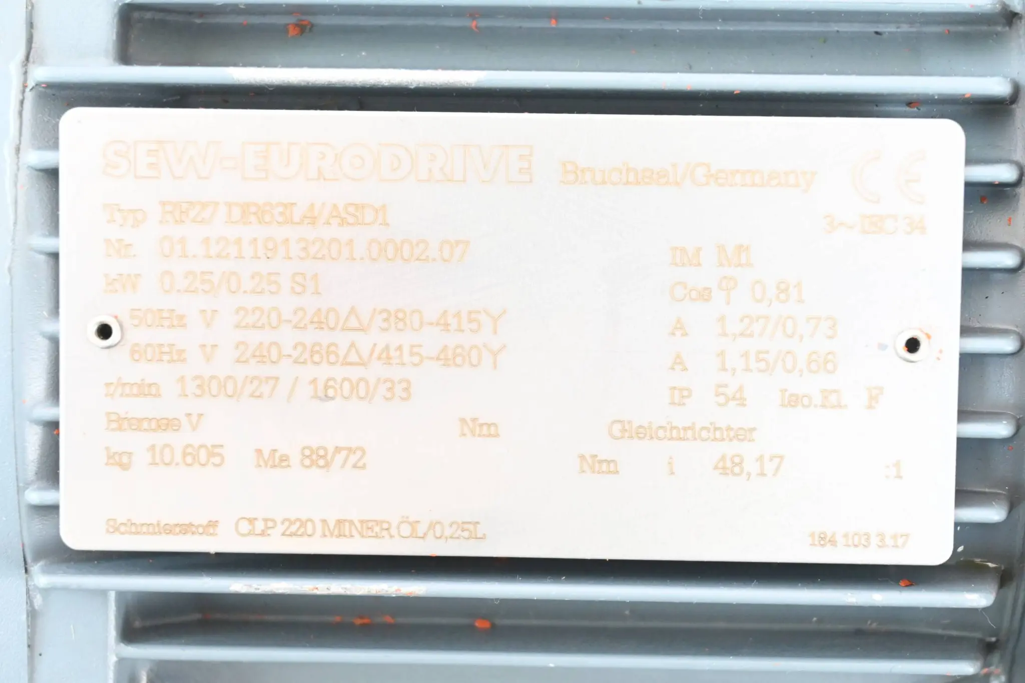 Produktfoto 1 von SEW-Eurodrive 3~ Getriebemotor RF27 DR63L4/ASD1 ( RF27DR63L4/ASD1 )