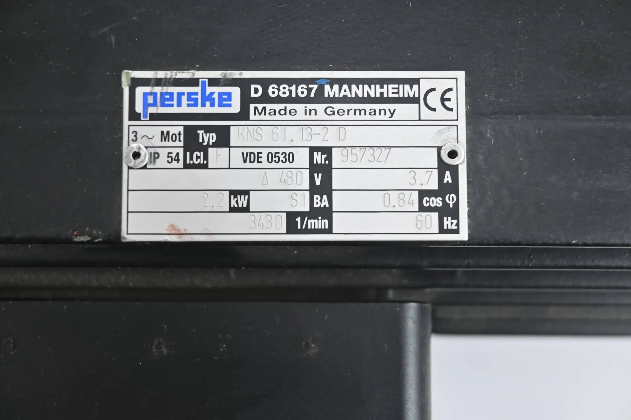 Produktfoto 1 von Perske 3~ Motor KNS 61.13-2 D ( KNS61.13-2D ) 2.2kW 3.7A 3430/min