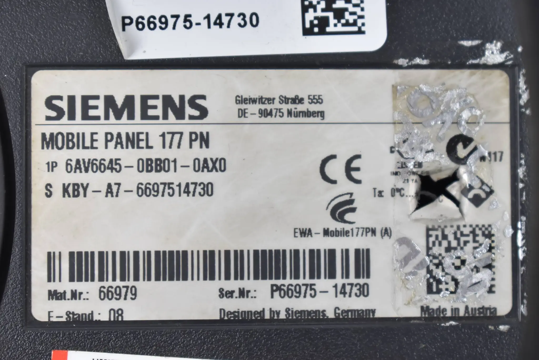 Produktfoto 1 von Siemens simatic Mobile Panel MP177 PN Rückschale Backcover 6AV6645-0BB01-0AX0 B