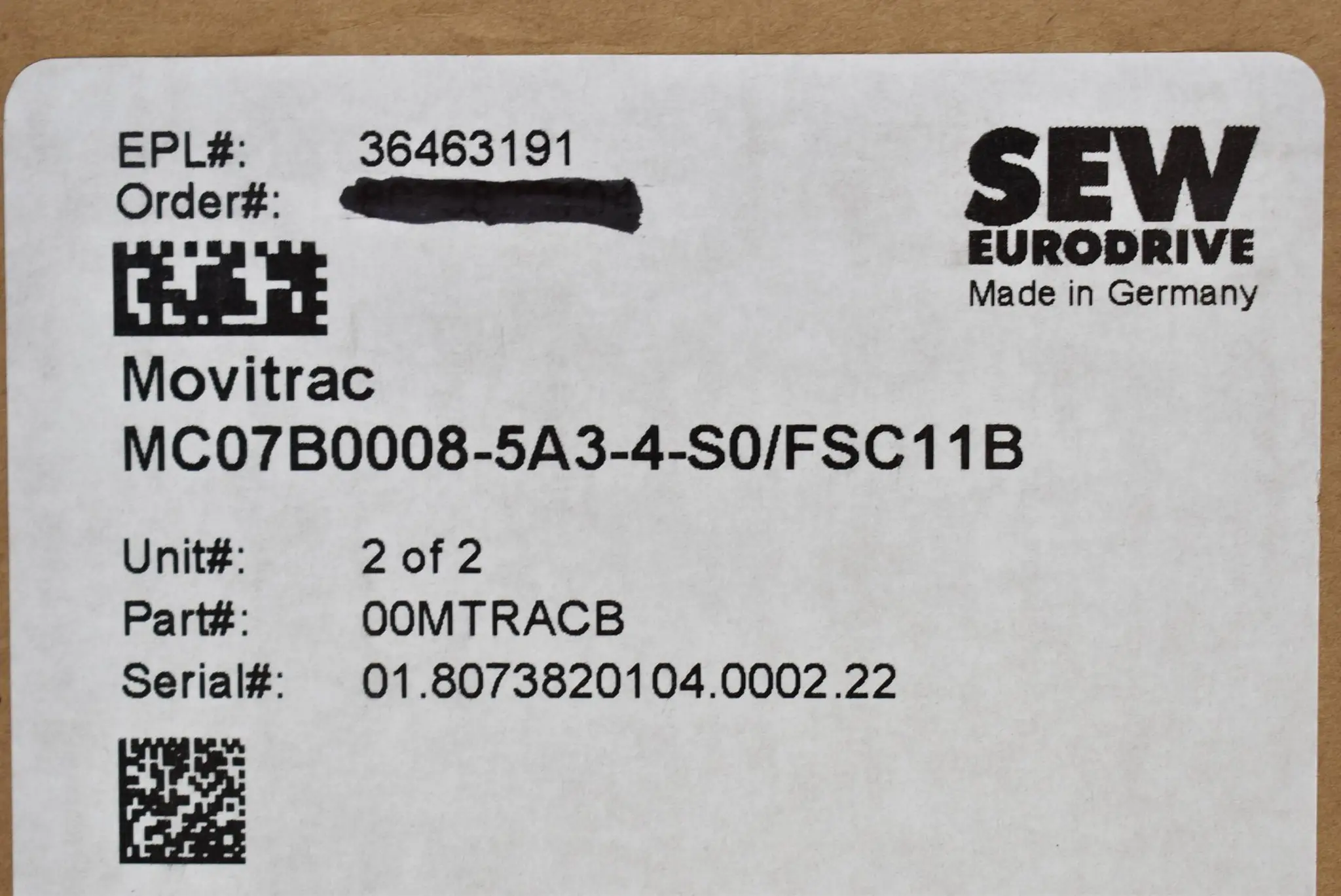 Produktfoto 1 von SEW Eurodrive Movitrac Umrichter MC07B0008-5A3-4-S0/FSC11B
