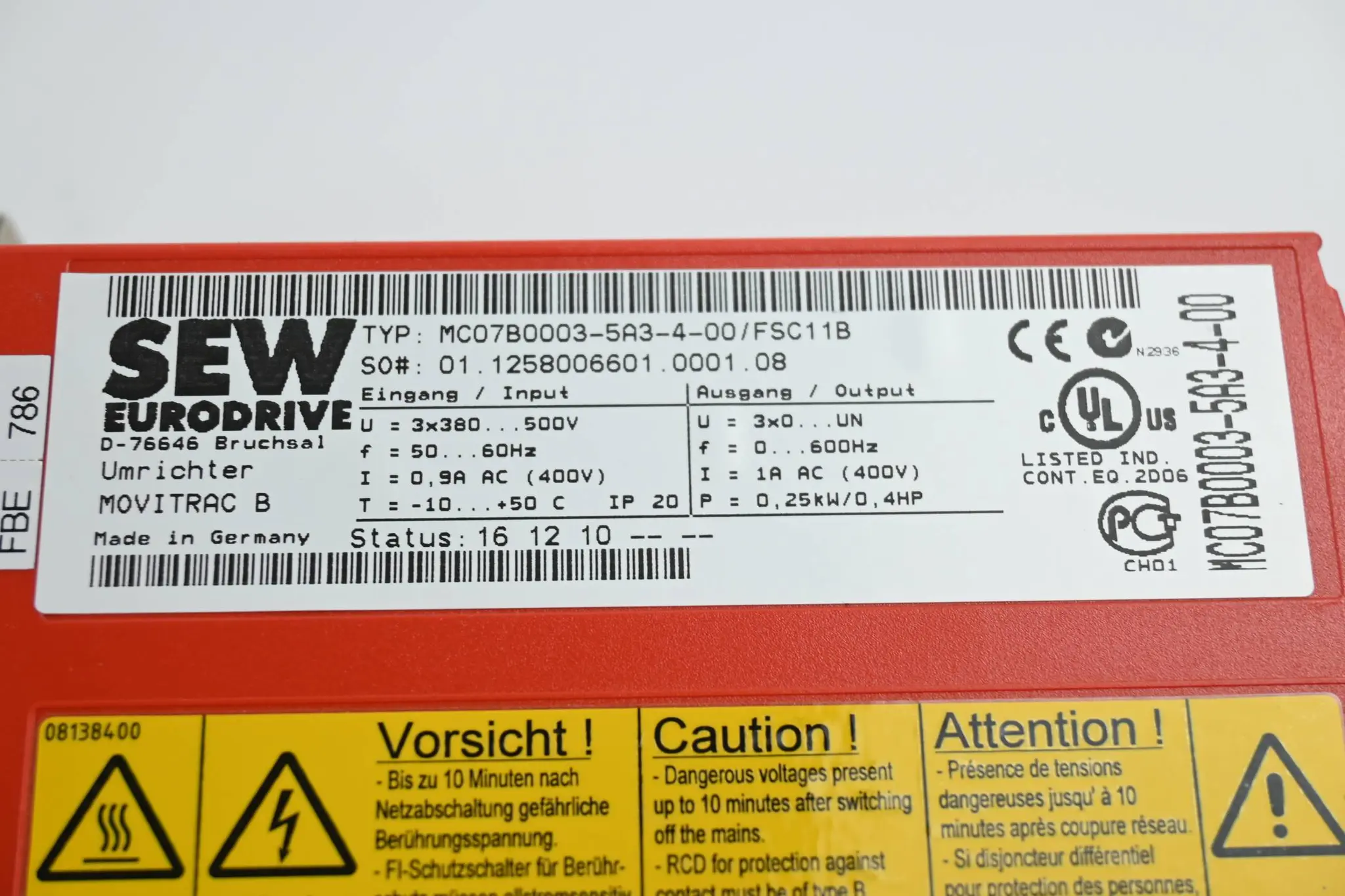 Produktfoto 1 von SEW-Eurodrive Movitrac B Umrichter MC07B0003-5A3-4-00/FSC11B