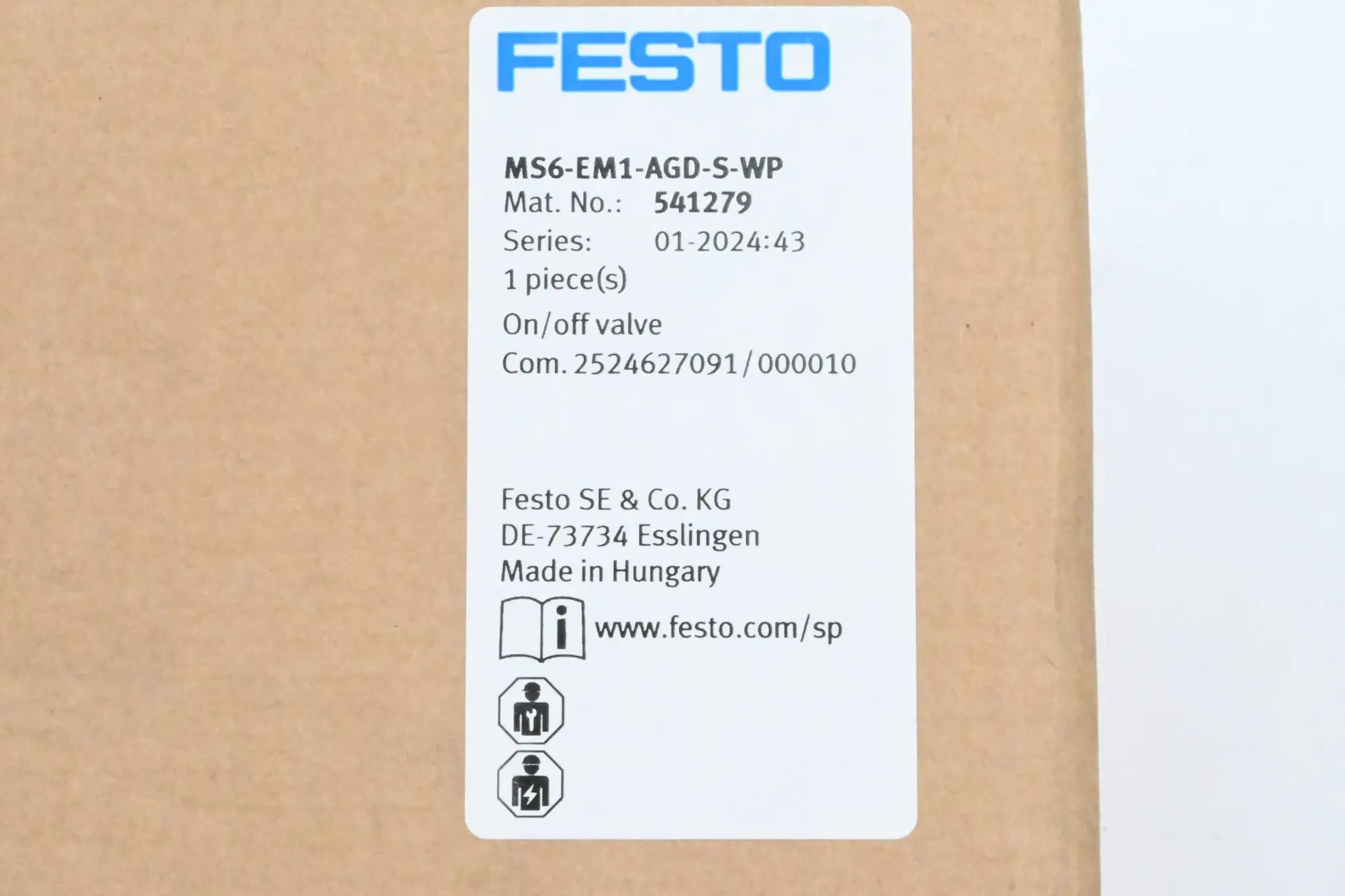 Produktfoto 1 von Festo Einschaltventil MS6-EM1-AGD-S-WP ( 541279 )
