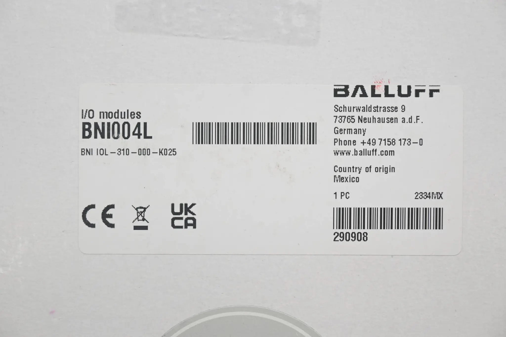 Produktfoto 1 von Balluff I/O Modules BNI004L ( BNI IOL-310-000-K025 ) 290908