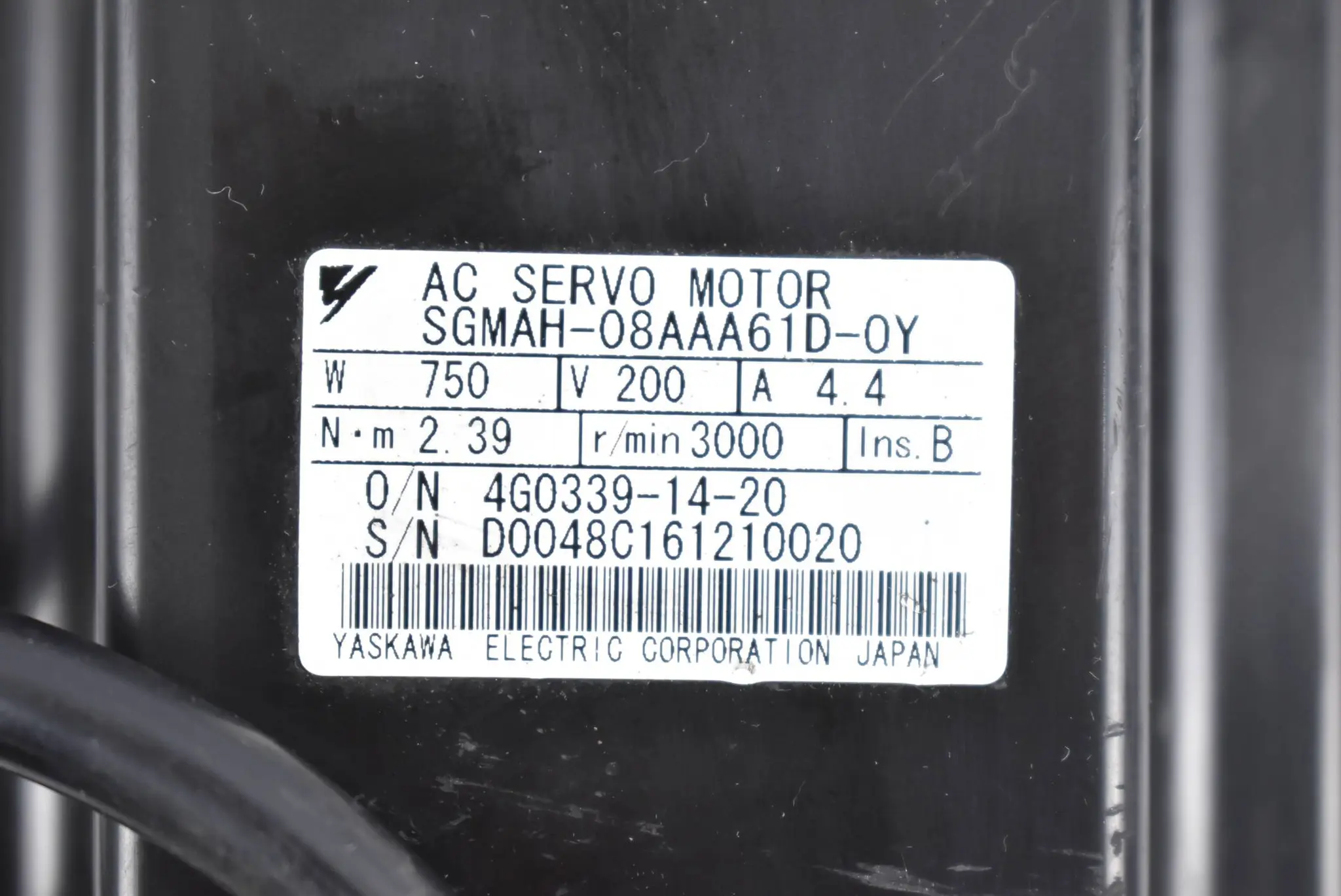 Produktfoto 1 von Yaskawa AC Servomotor SGMAH-08AAA61D-0Y ( 3000r/min. 750W 200V )