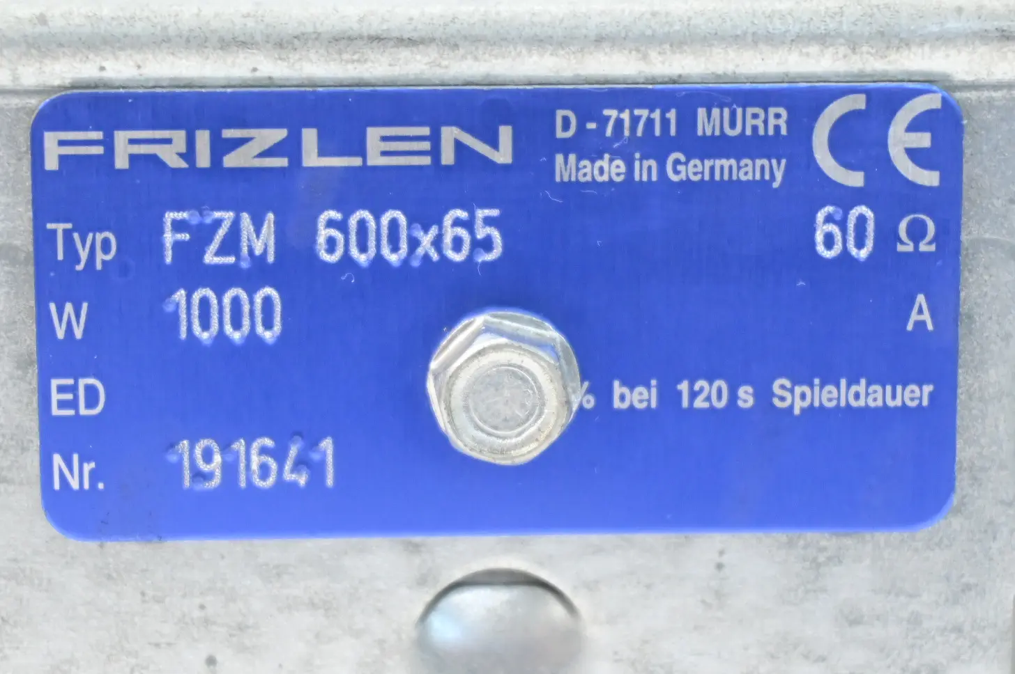 Produktfoto 1 von Fritzlen Bremswiderstand FZM 600x65 ( 1000 W )