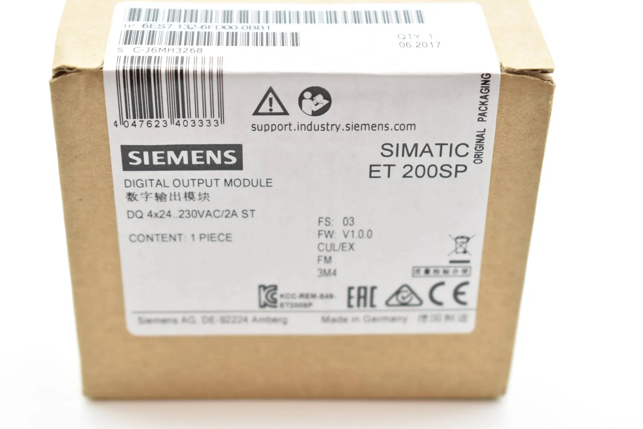 Produktfoto 1 von Siemens simatic ET 200SP 230VAC/2A  6ES7 132-6FD00-0BB1 ( 6ES7132-6FD00-0BB1 )