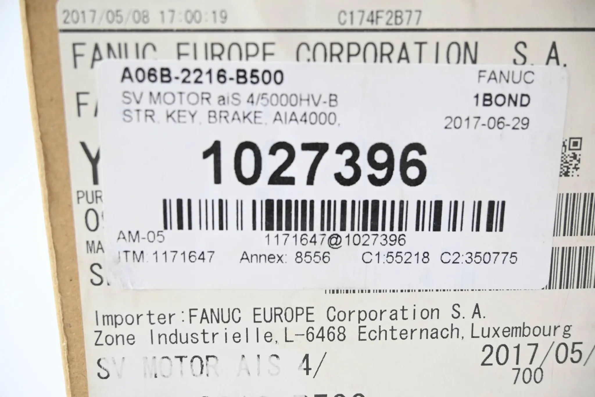Produktfoto 1 von Fanuc AC Servo Motor A06B-2216-B500