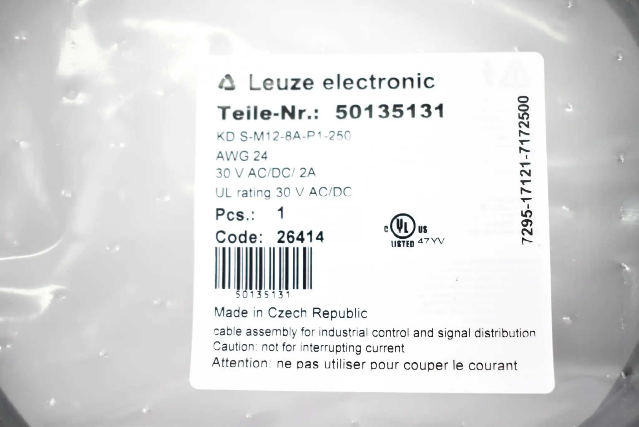Produktfoto 1 von Leuze KD S-M12-8A-P1-250 Anschlussleitung 30VAC/DC 2A 30VAC/DC ( 50135131 )
