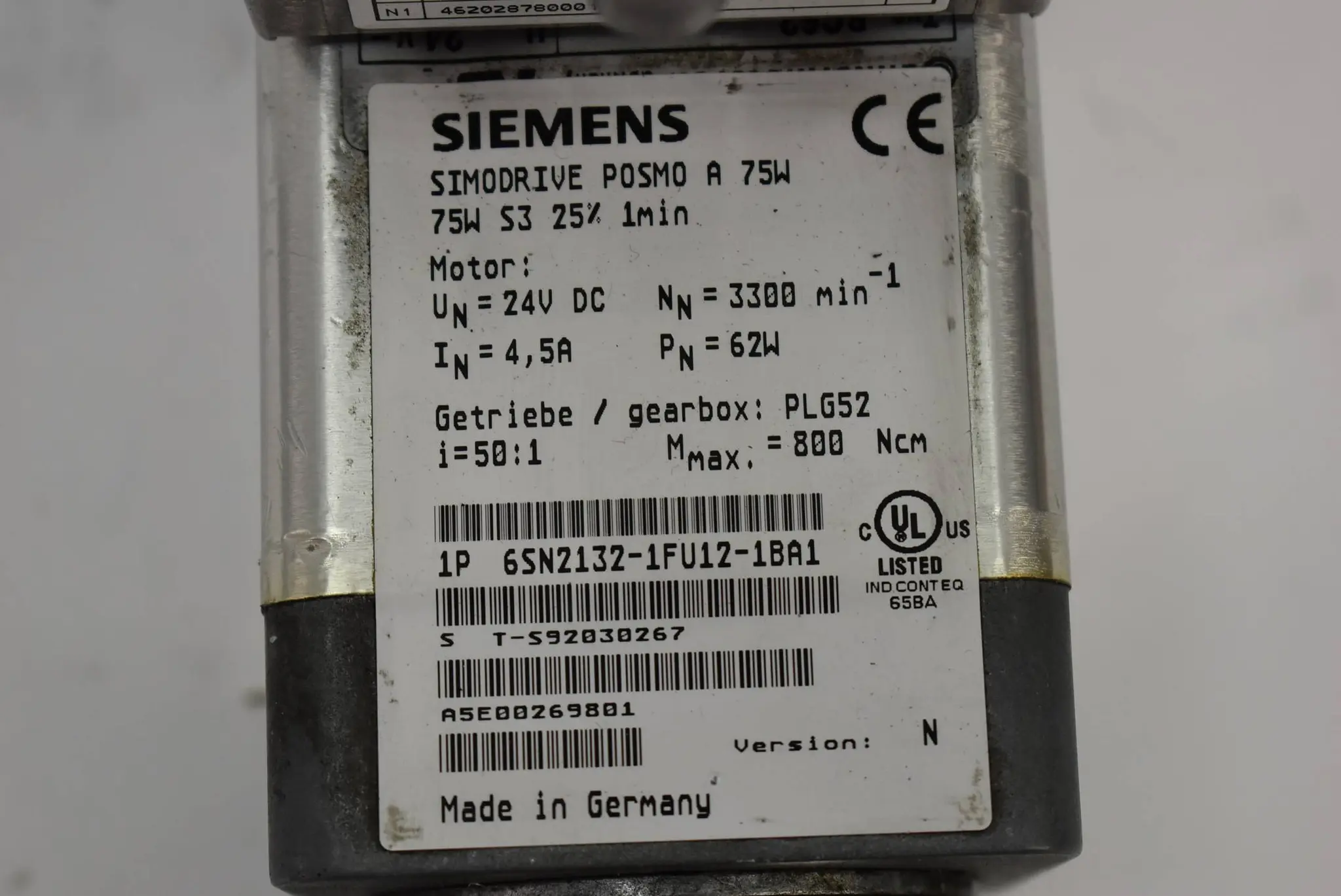 Produktfoto 1 von Siemens simodrive POSMO A 6SN2132-1FU12-1BA1 ( 6SN2 132-1FU12-1BA1 ) Version N