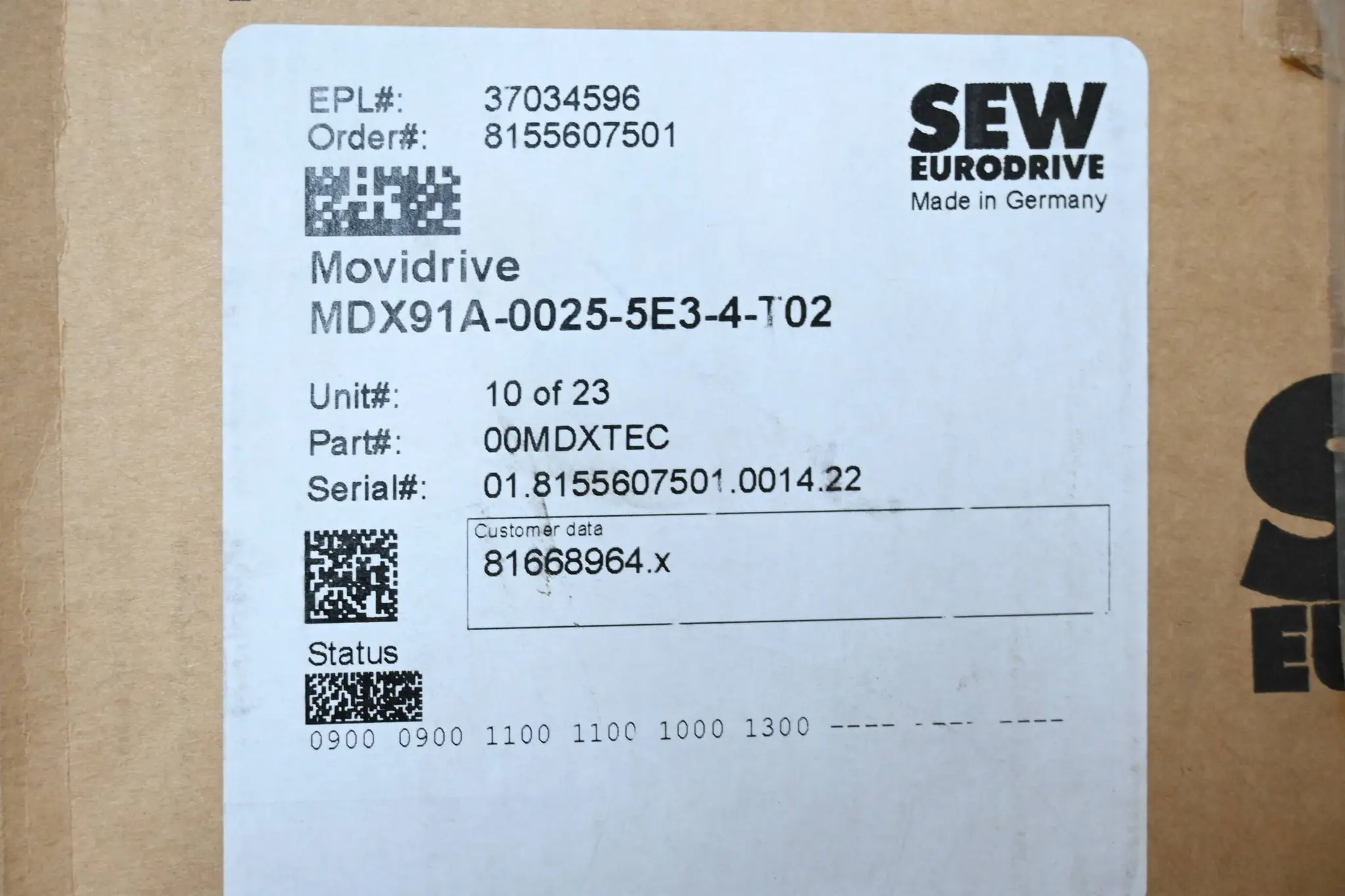 Produktfoto 1 von SEW-Eurodrive Movidrive Umrichter MDX91A-0025-5E3-4-T02