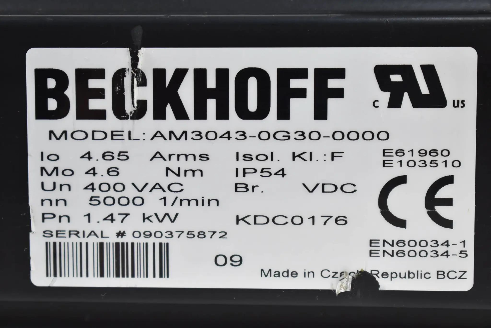 Produktfoto 1 von Beckhoff Servomotor AM3043-0G30-0000 inkl. Getriebe AG2200-LP 090-M01-5-111-000