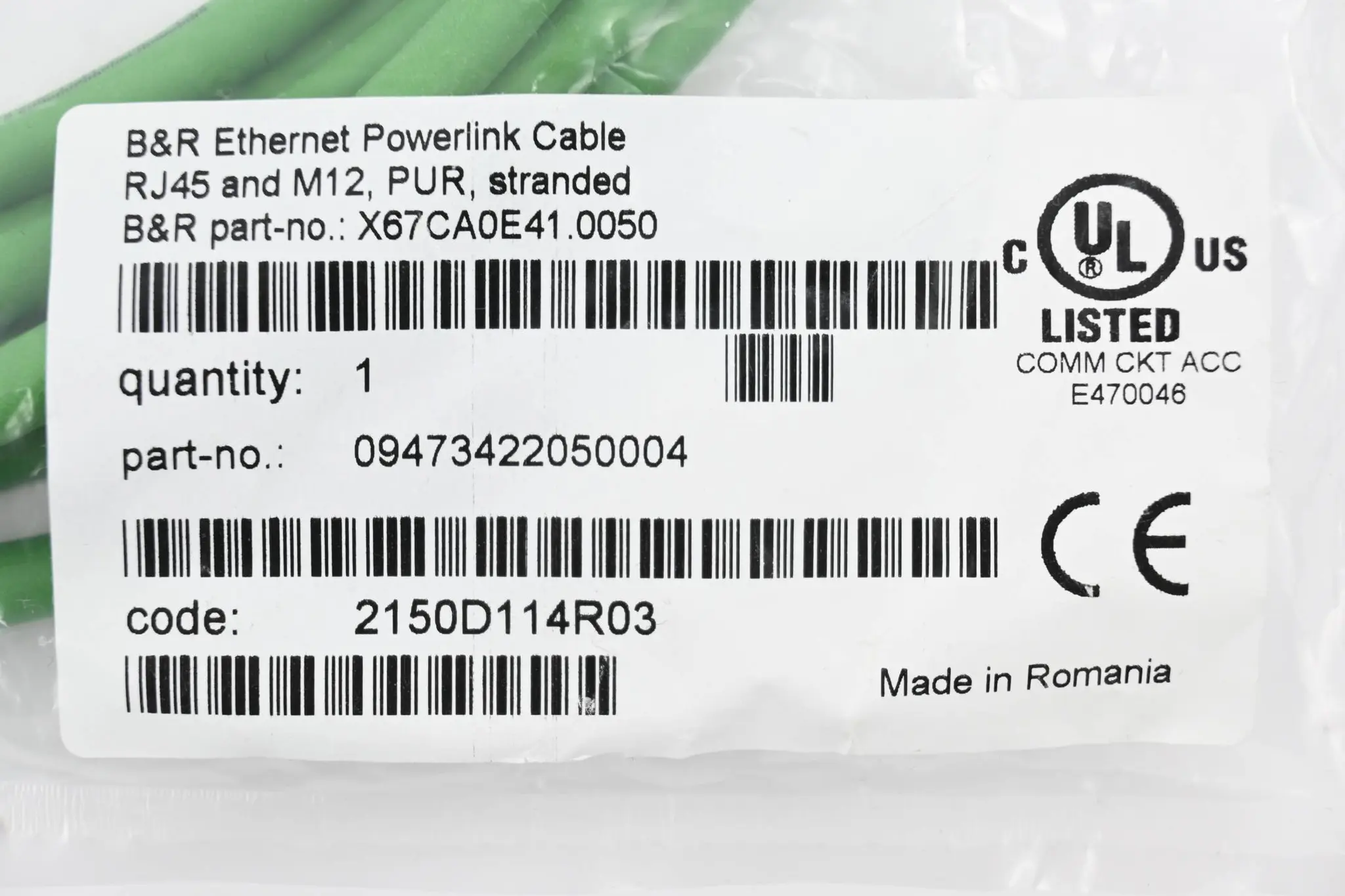 Produktfoto 1 von B&R Automation Powerlink/Ethernet-Verbindungskabel X67CA0E41.0050
