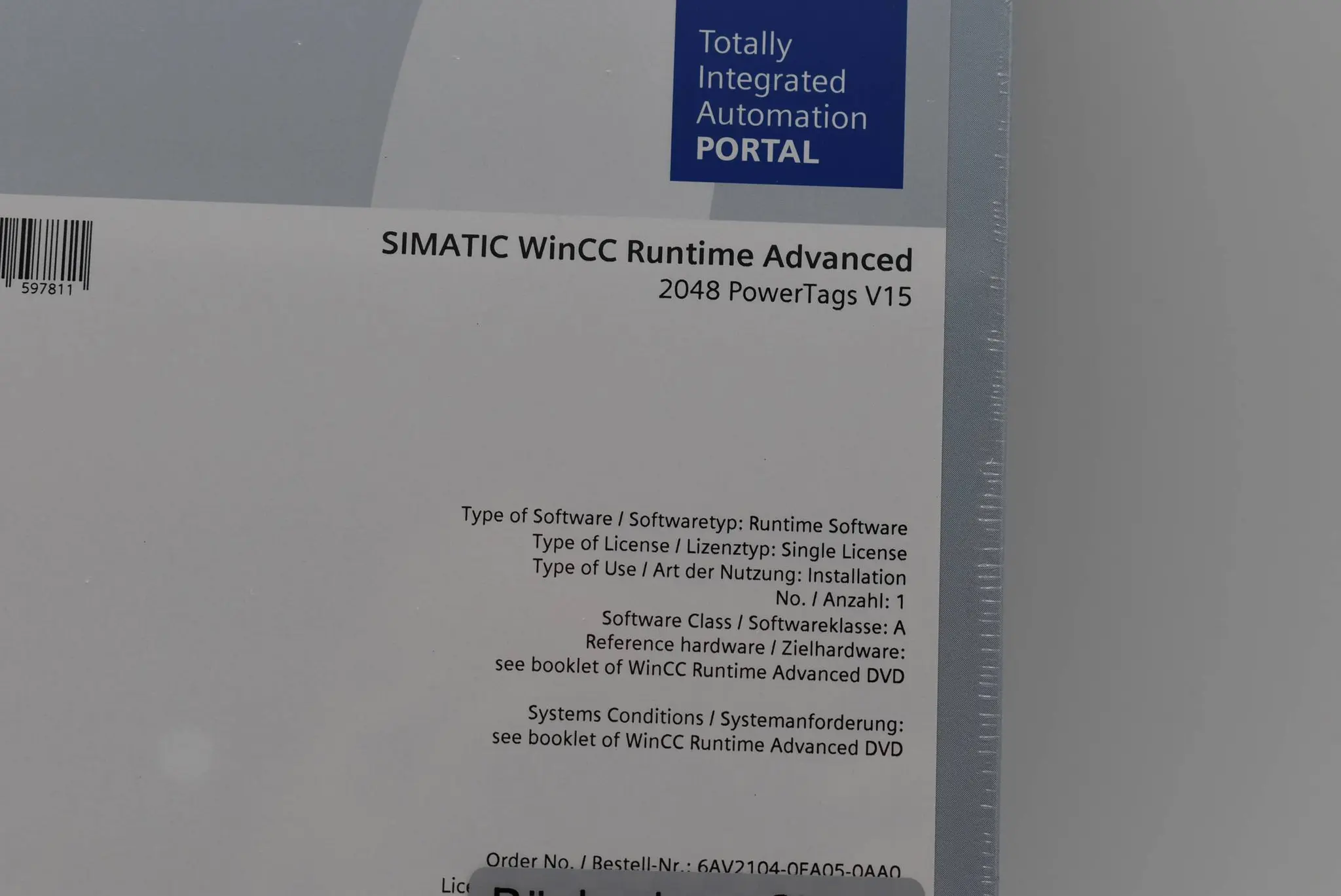 Produktfoto 1 von Siemens simatic WinCC Runtime Advanced 6AV2104-0FA05-0AA0 ( 6AV2 104-0FA05-0AA0 )