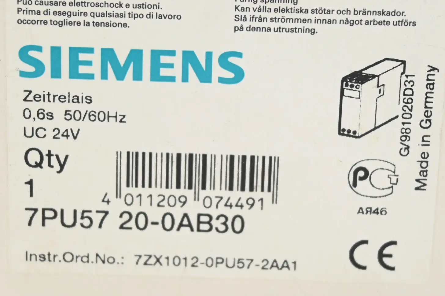Produktfoto 1 von Siemens Wischrelais Zeitrelais 7PU5720-0AB30 ( 7PU5 720-0AB30 )