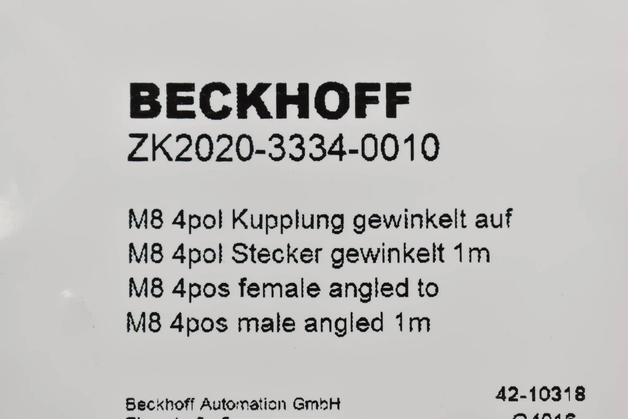 Produktfoto 1 von Beckhoff Powerleitung M8 4pol Kupplung 1 m ZK2020-3334-0010