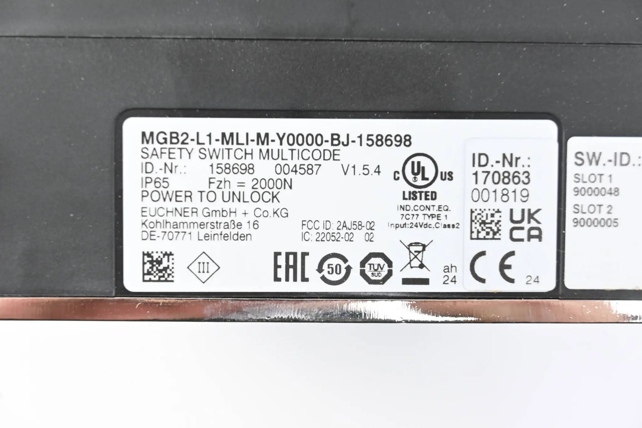 Produktfoto 1 von Euchner Zuhaltemodul MGB2-L1-MLI-M-Y0000-BJ-158698 ( 158698 )