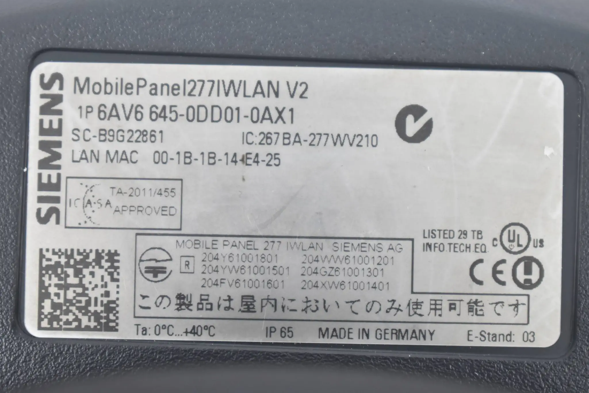 Produktfoto 1 von Siemens simatic Mobile Panel Rückschale Backcover für 6AV6645-0DD01-0AX1 B